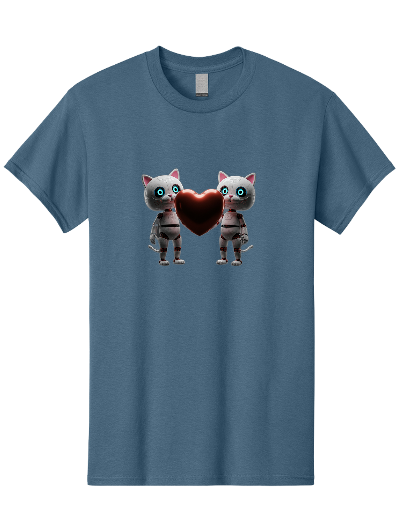 Robotic-Cats-Holding-Heart Men'S Graphic Tee, 100% Cotton, Comfortable Casual Summer Wear, Machine Washable, Vintage Camera, Old Camera, Antique Camera, Black Camera, Classic Photography, Photography Equipment, Nostalgic Device, Film Camera, Bai304