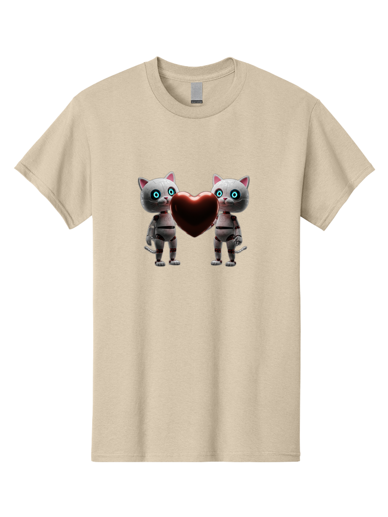 Robotic-Cats-Holding-Heart Men'S Graphic Tee, 100% Cotton, Comfortable Casual Summer Wear, Machine Washable, Vintage Camera, Old Camera, Antique Camera, Black Camera, Classic Photography, Photography Equipment, Nostalgic Device, Film Camera, Bai304