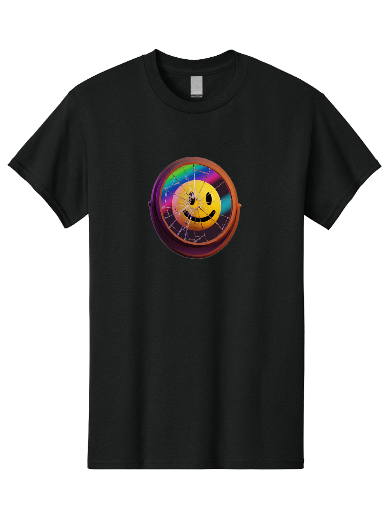 Shattered-Smiley-Face-Cd Men'S Graphic Tee, 100% Cotton, Comfortable Casual Summer Wear, Machine Washable, Vintage Camera, Old Camera, Antique Camera, Black Camera, Classic Photography, Photography Equipment, Nostalgic Device, Film Camera, Bai352
