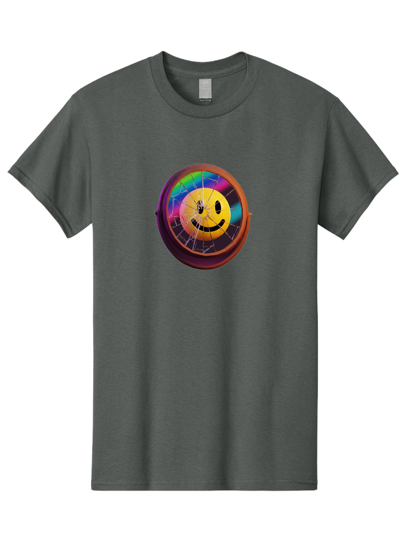 Shattered-Smiley-Face-Cd Men'S Graphic Tee, 100% Cotton, Comfortable Casual Summer Wear, Machine Washable, Vintage Camera, Old Camera, Antique Camera, Black Camera, Classic Photography, Photography Equipment, Nostalgic Device, Film Camera, Bai352