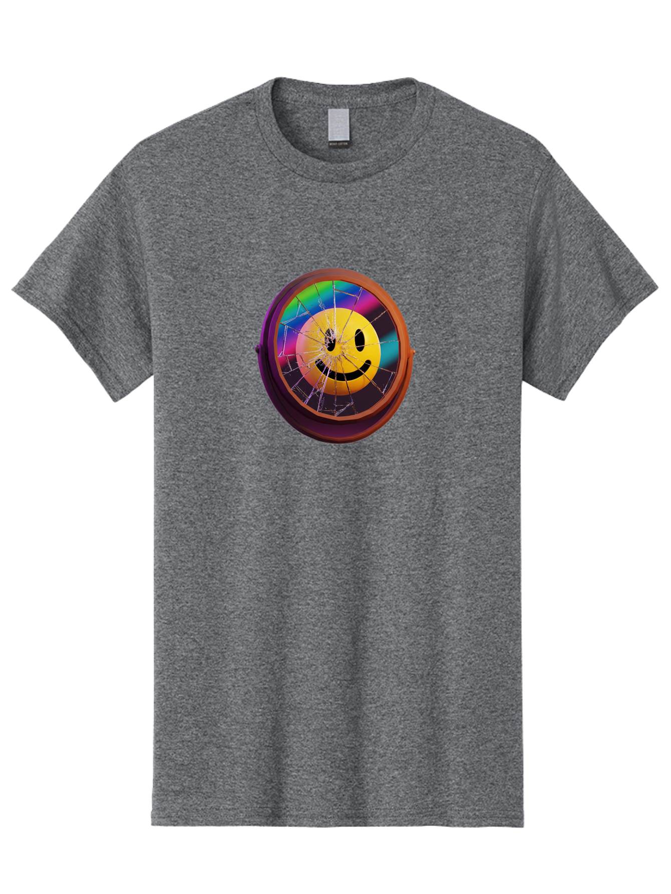 Shattered-Smiley-Face-Cd Men'S Graphic Tee, 100% Cotton, Comfortable Casual Summer Wear, Machine Washable, Vintage Camera, Old Camera, Antique Camera, Black Camera, Classic Photography, Photography Equipment, Nostalgic Device, Film Camera, Bai352