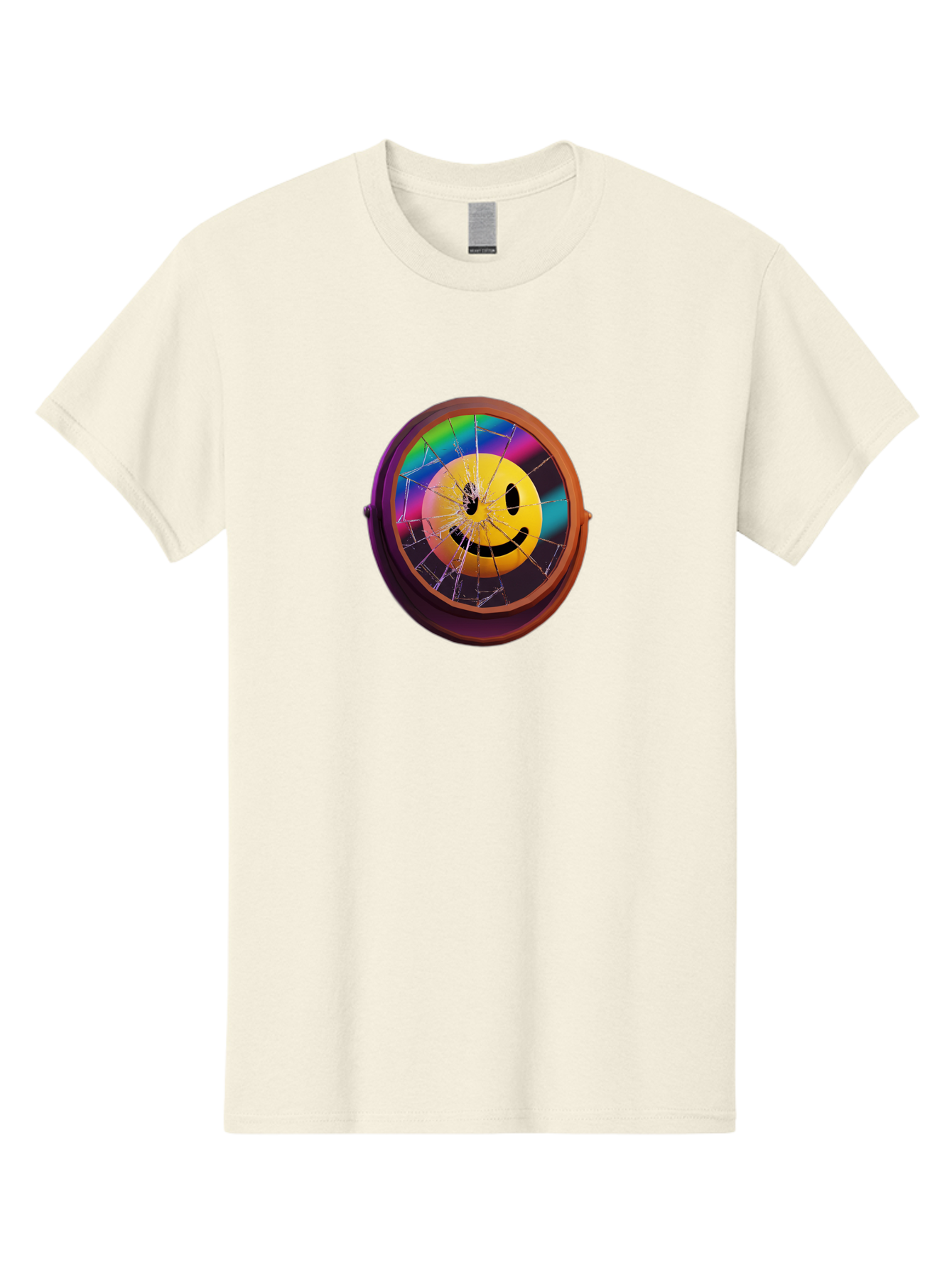 Shattered-Smiley-Face-Cd Men'S Graphic Tee, 100% Cotton, Comfortable Casual Summer Wear, Machine Washable, Vintage Camera, Old Camera, Antique Camera, Black Camera, Classic Photography, Photography Equipment, Nostalgic Device, Film Camera, Bai352