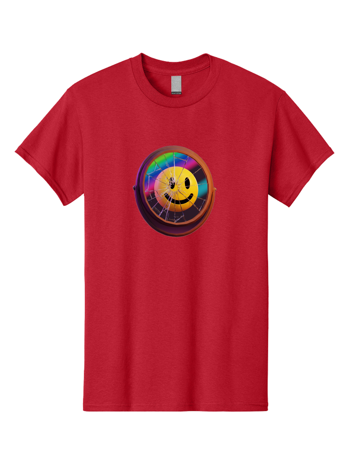 Shattered-Smiley-Face-Cd Men'S Graphic Tee, 100% Cotton, Comfortable Casual Summer Wear, Machine Washable, Vintage Camera, Old Camera, Antique Camera, Black Camera, Classic Photography, Photography Equipment, Nostalgic Device, Film Camera, Bai352