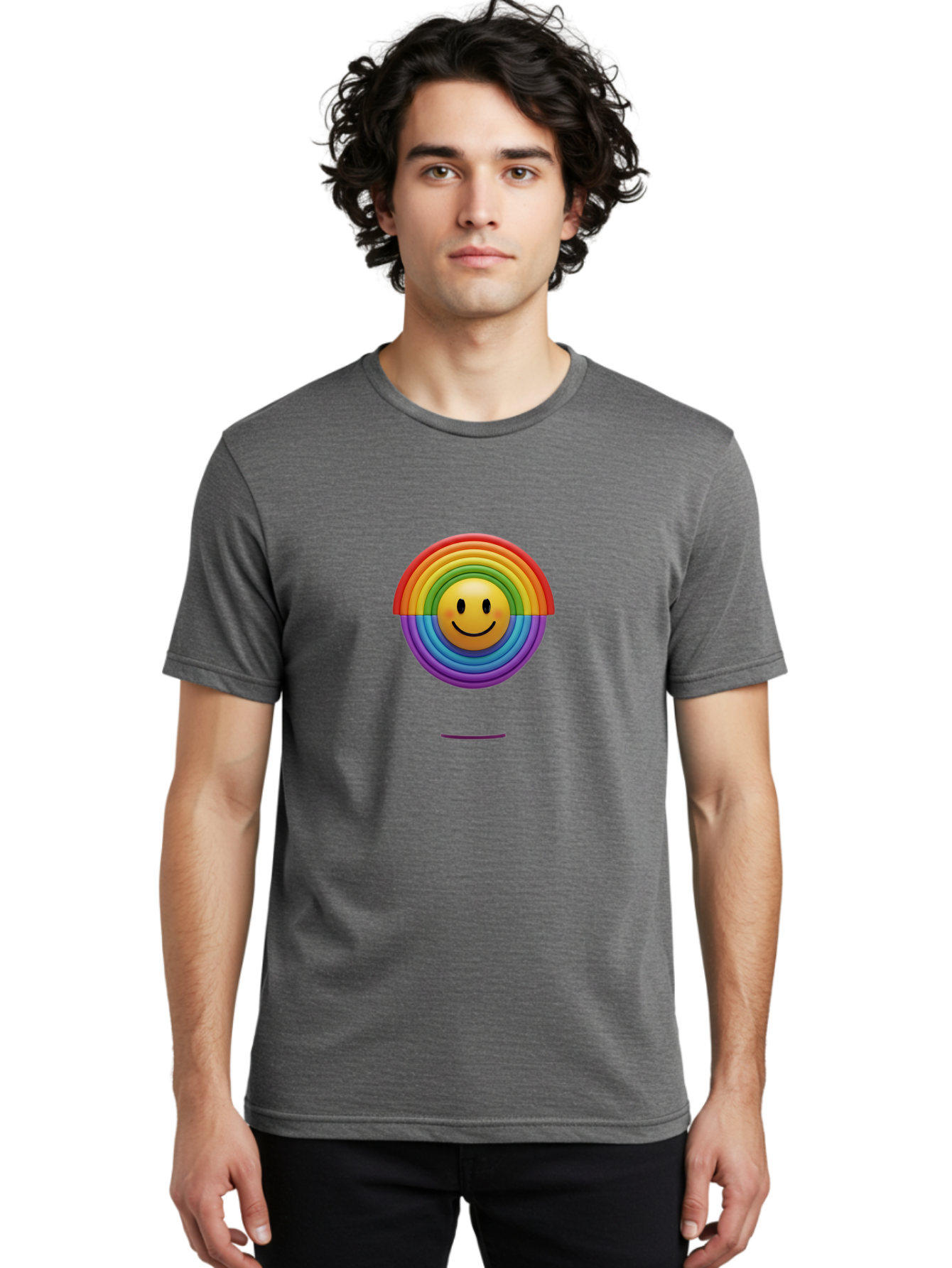 Smiley-Rainbow-1 Men'S Graphic Tee, 100% Cotton, Comfortable Casual Summer Wear, Machine Washable, Vintage Camera, Old Camera, Antique Camera, Black Camera, Classic Photography, Photography Equipment, Nostalgic Device, Film Camera, Camera Art Bai378
