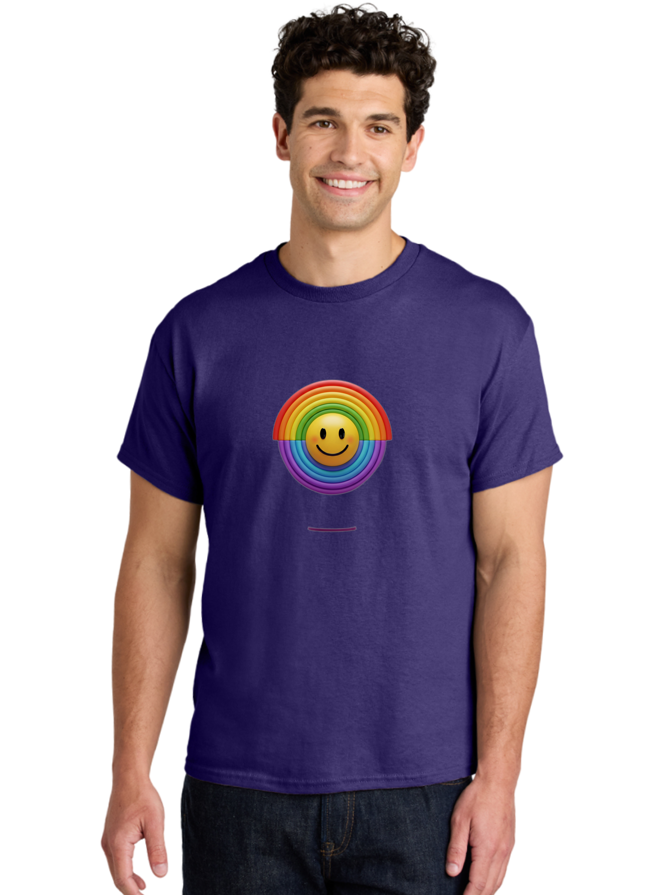 Smiley-Rainbow-1 Men'S Graphic Tee, 100% Cotton, Comfortable Casual Summer Wear, Machine Washable, Vintage Camera, Old Camera, Antique Camera, Black Camera, Classic Photography, Photography Equipment, Nostalgic Device, Film Camera, Camera Art Bai378
