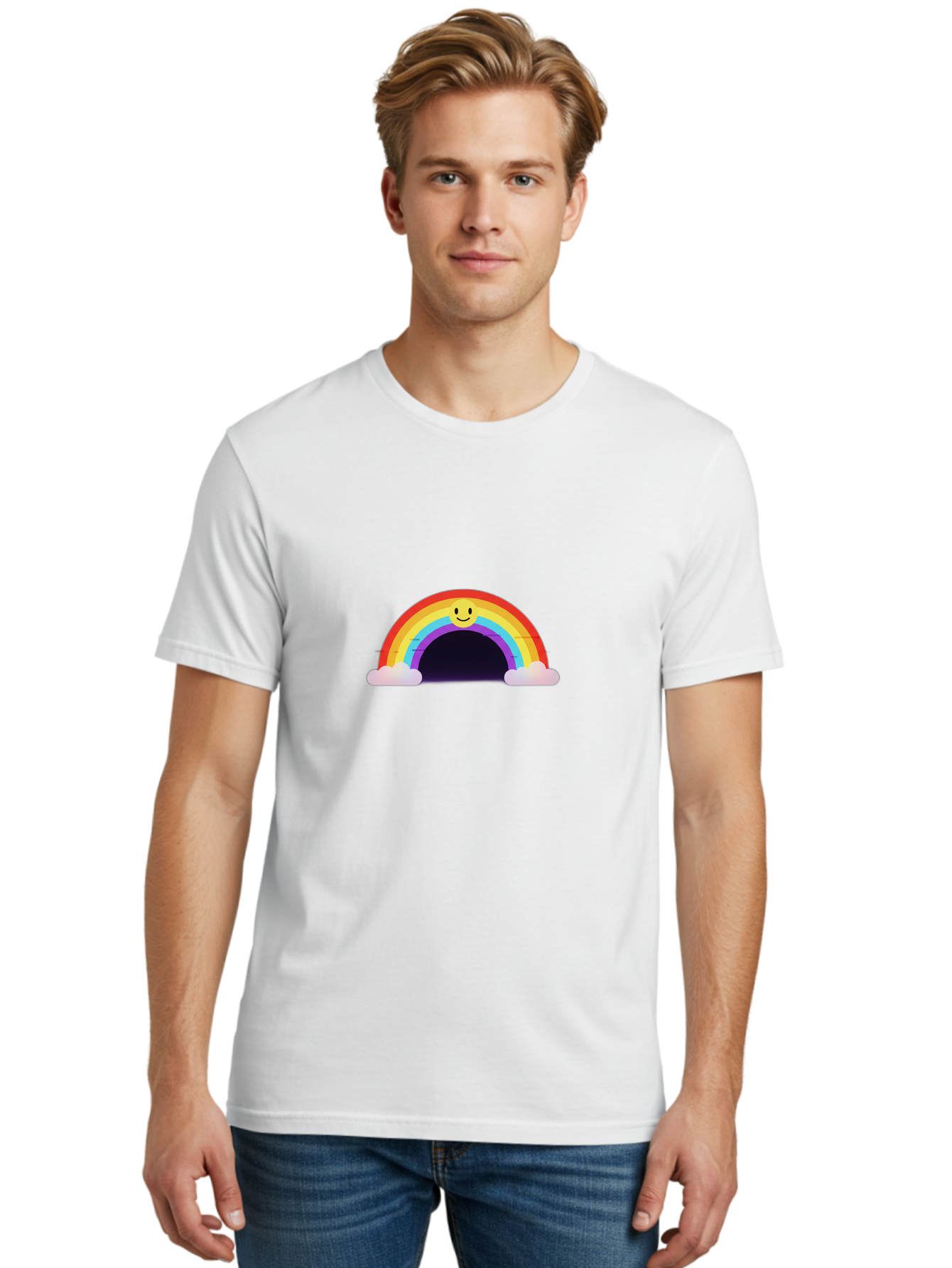 Smiley-Rainbow Men'S Graphic Tee, 100% Cotton, Comfortable Casual Summer Wear, Machine Washable, Vintage Camera, Old Camera, Antique Camera, Black Camera, Classic Photography, Photography Equipment, Nostalgic Device, Film Camera, Camera Art Bai379