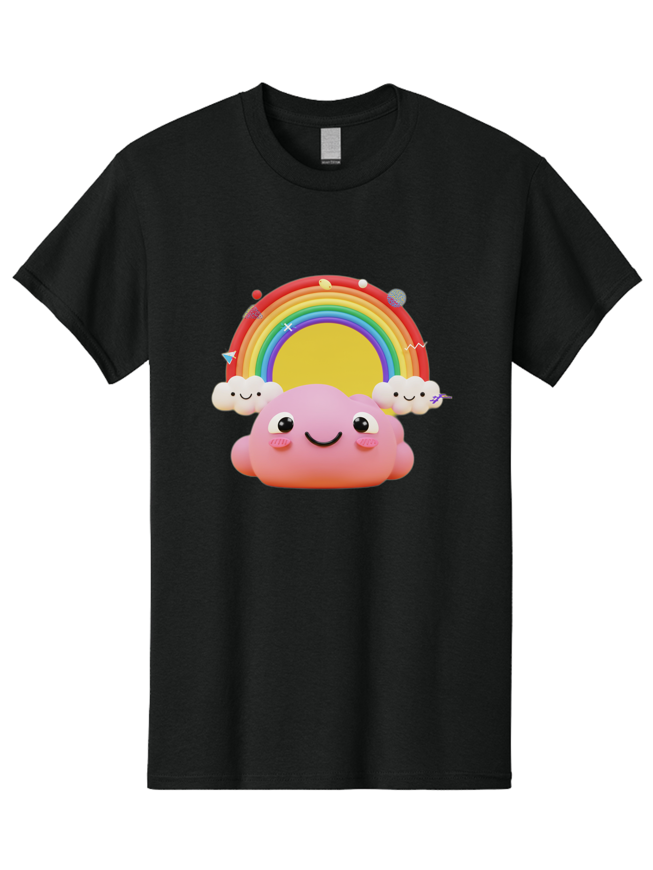 Smiling-Pink-Cloud-With-Rainbow Men'S Graphic Tee, 100% Cotton, Comfortable Casual Summer Wear, Machine Washable, Vintage Camera, Old Camera, Antique Camera, Black Camera, Classic Photography, Photography Equipment, Nostalgic Device, Bai389