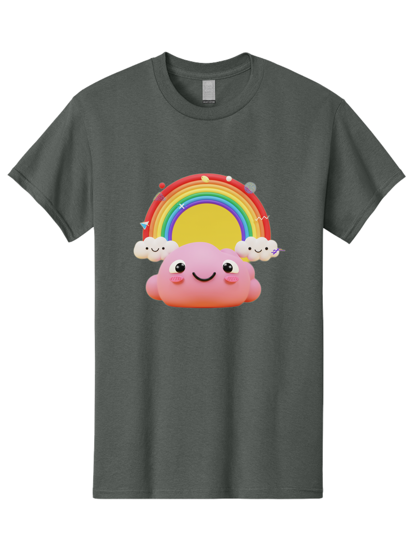 Smiling-Pink-Cloud-With-Rainbow Men'S Graphic Tee, 100% Cotton, Comfortable Casual Summer Wear, Machine Washable, Vintage Camera, Old Camera, Antique Camera, Black Camera, Classic Photography, Photography Equipment, Nostalgic Device, Bai389