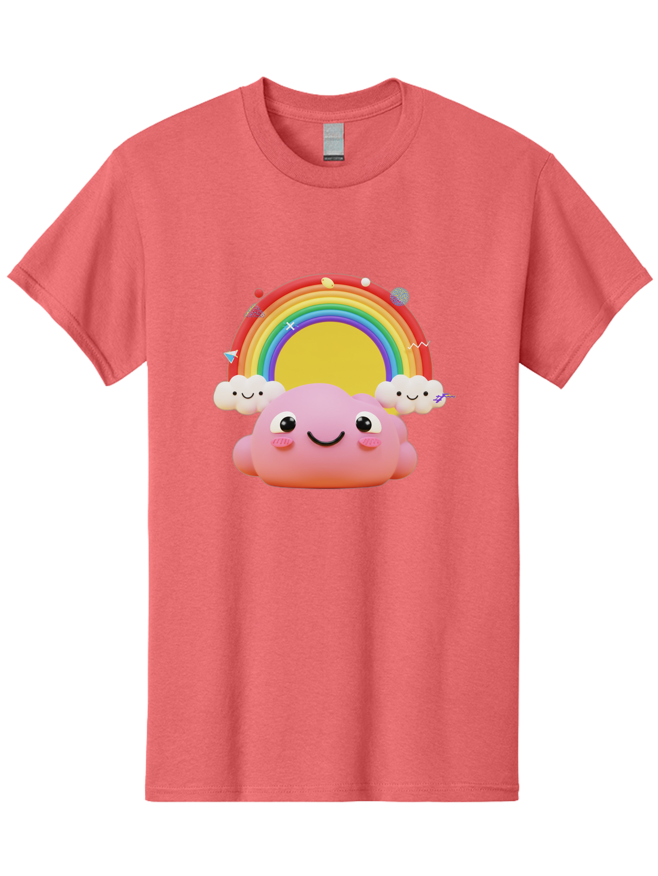 Smiling-Pink-Cloud-With-Rainbow Men'S Graphic Tee, 100% Cotton, Comfortable Casual Summer Wear, Machine Washable, Vintage Camera, Old Camera, Antique Camera, Black Camera, Classic Photography, Photography Equipment, Nostalgic Device, Bai389