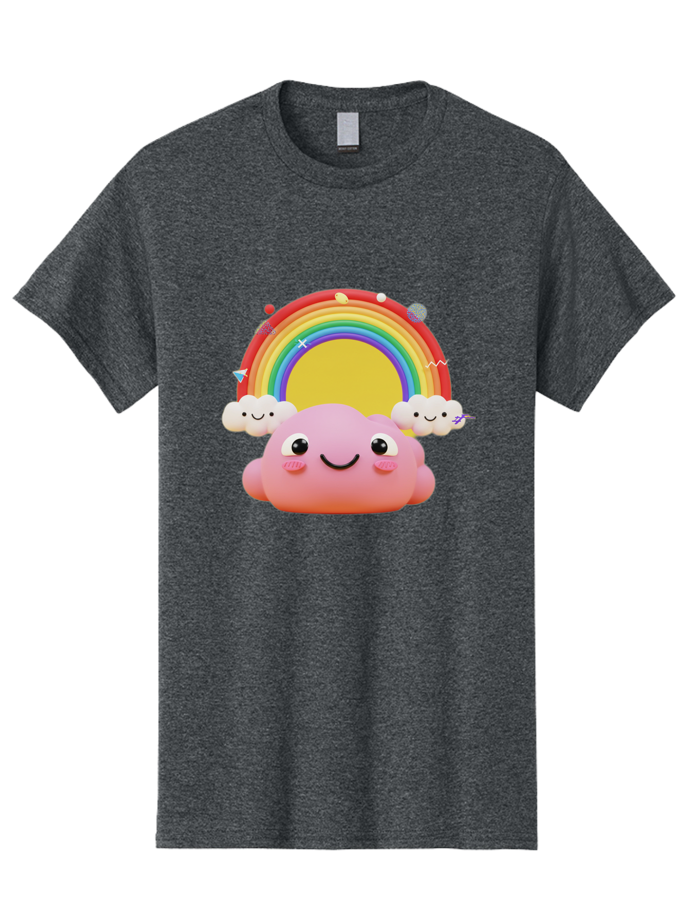 Smiling-Pink-Cloud-With-Rainbow Men'S Graphic Tee, 100% Cotton, Comfortable Casual Summer Wear, Machine Washable, Vintage Camera, Old Camera, Antique Camera, Black Camera, Classic Photography, Photography Equipment, Nostalgic Device, Bai389
