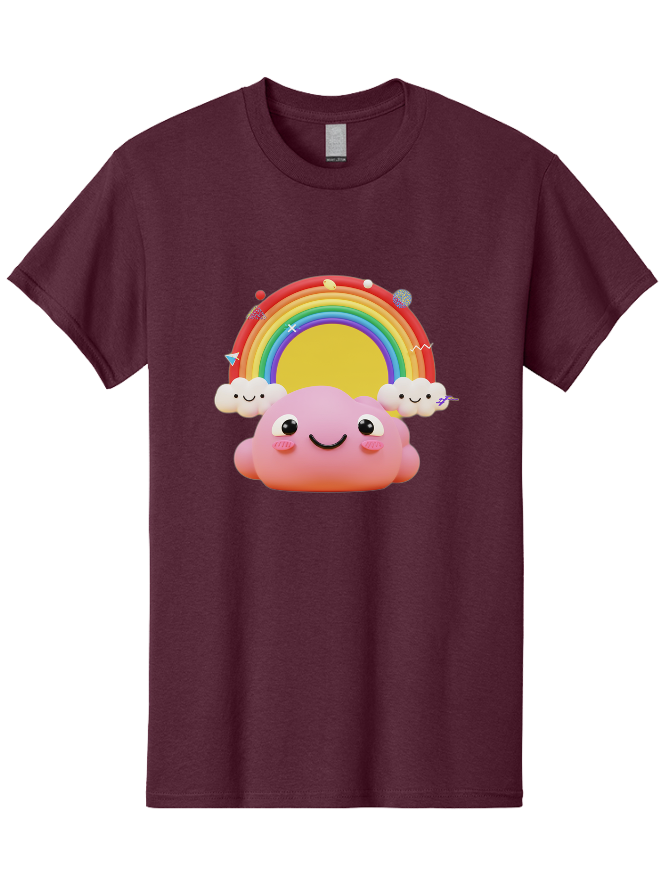 Smiling-Pink-Cloud-With-Rainbow Men'S Graphic Tee, 100% Cotton, Comfortable Casual Summer Wear, Machine Washable, Vintage Camera, Old Camera, Antique Camera, Black Camera, Classic Photography, Photography Equipment, Nostalgic Device, Bai389
