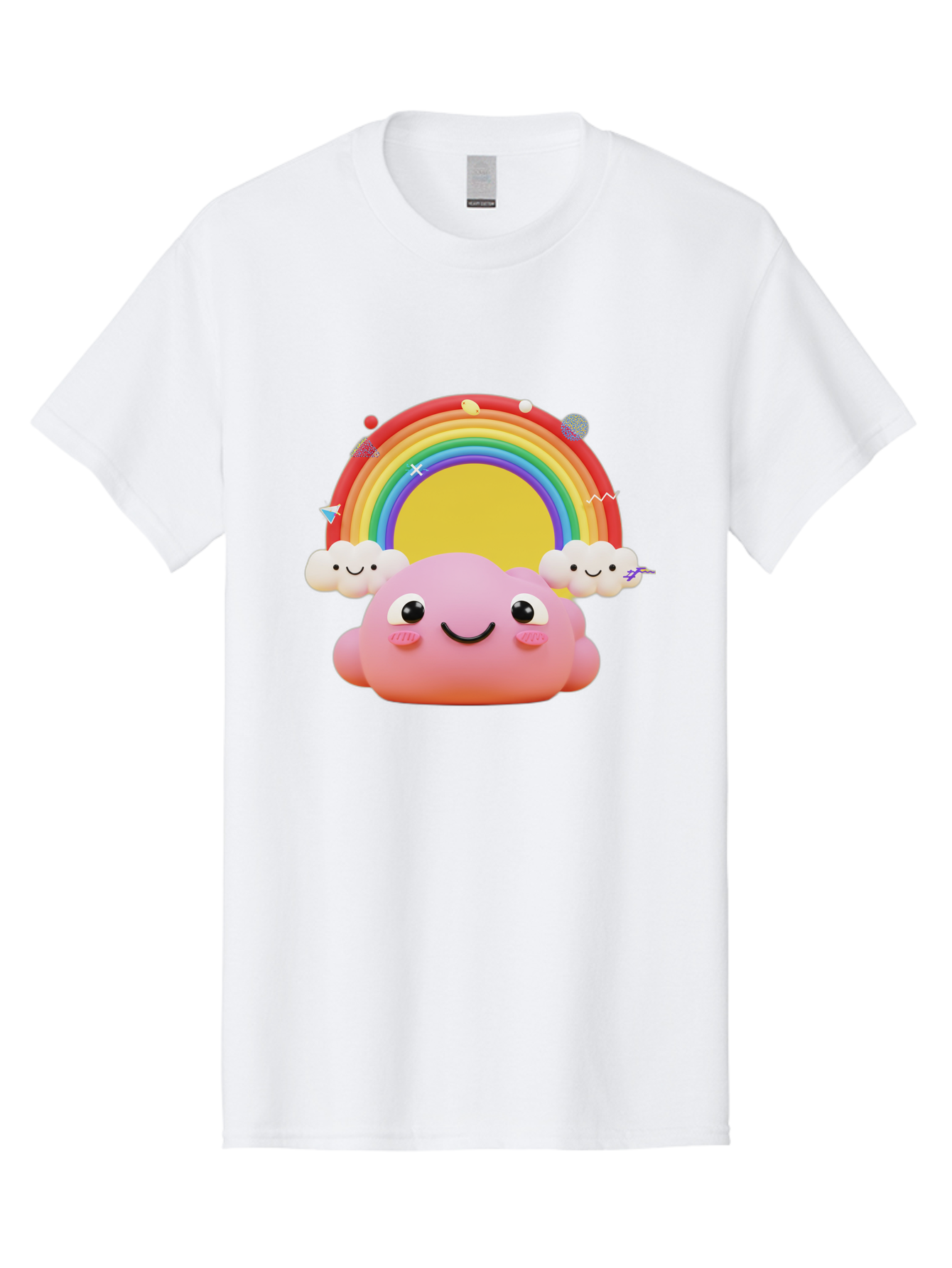 Smiling-Pink-Cloud-With-Rainbow Men'S Graphic Tee, 100% Cotton, Comfortable Casual Summer Wear, Machine Washable, Vintage Camera, Old Camera, Antique Camera, Black Camera, Classic Photography, Photography Equipment, Nostalgic Device, Bai389