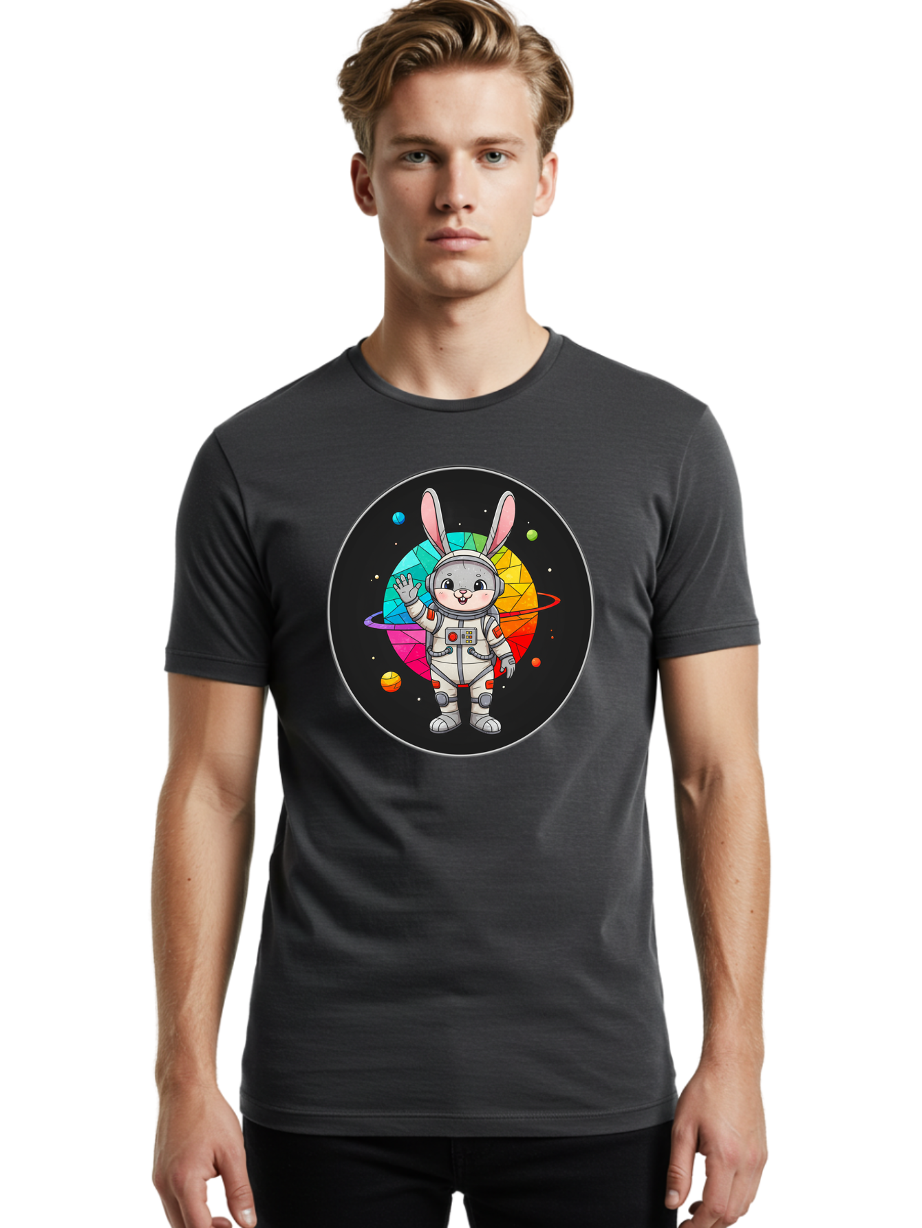 Space-Bunny-13 Men'S Graphic Tee, 100% Cotton, Comfortable Casual Summer Wear, Machine Washable, Vintage Camera, Old Camera, Antique Camera, Black Camera, Classic Photography, Photography Equipment, Nostalgic Device, Film Camera, Camera Art Bai396