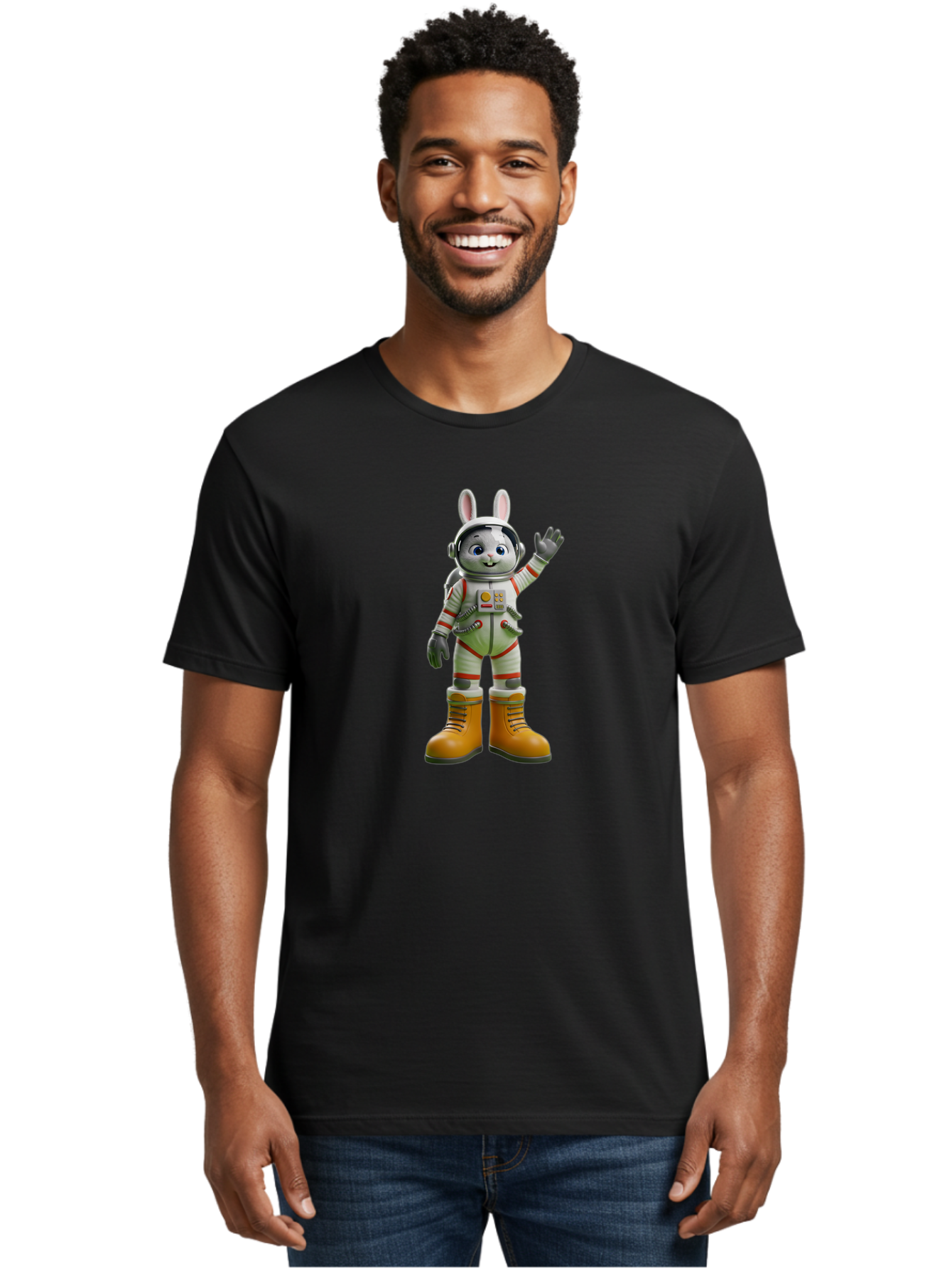 Space-Bunny-2 Men'S Graphic Tee, 100% Cotton, Comfortable Casual Summer Wear, Machine Washable, Vintage Camera, Old Camera, Antique Camera, Black Camera, Classic Photography, Photography Equipment, Nostalgic Device, Film Camera, Camera Art Bai399