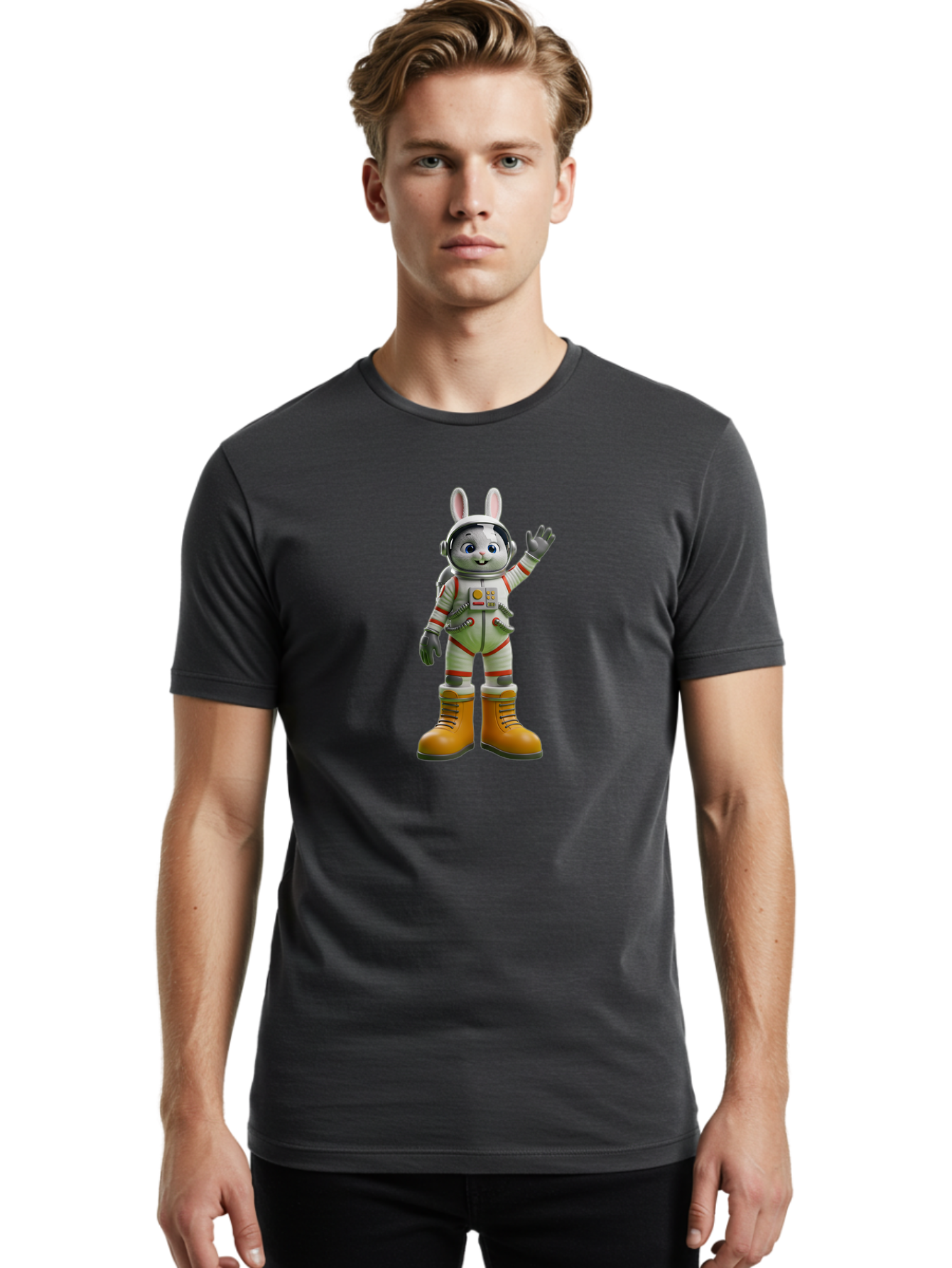 Space-Bunny-2 Men'S Graphic Tee, 100% Cotton, Comfortable Casual Summer Wear, Machine Washable, Vintage Camera, Old Camera, Antique Camera, Black Camera, Classic Photography, Photography Equipment, Nostalgic Device, Film Camera, Camera Art Bai399