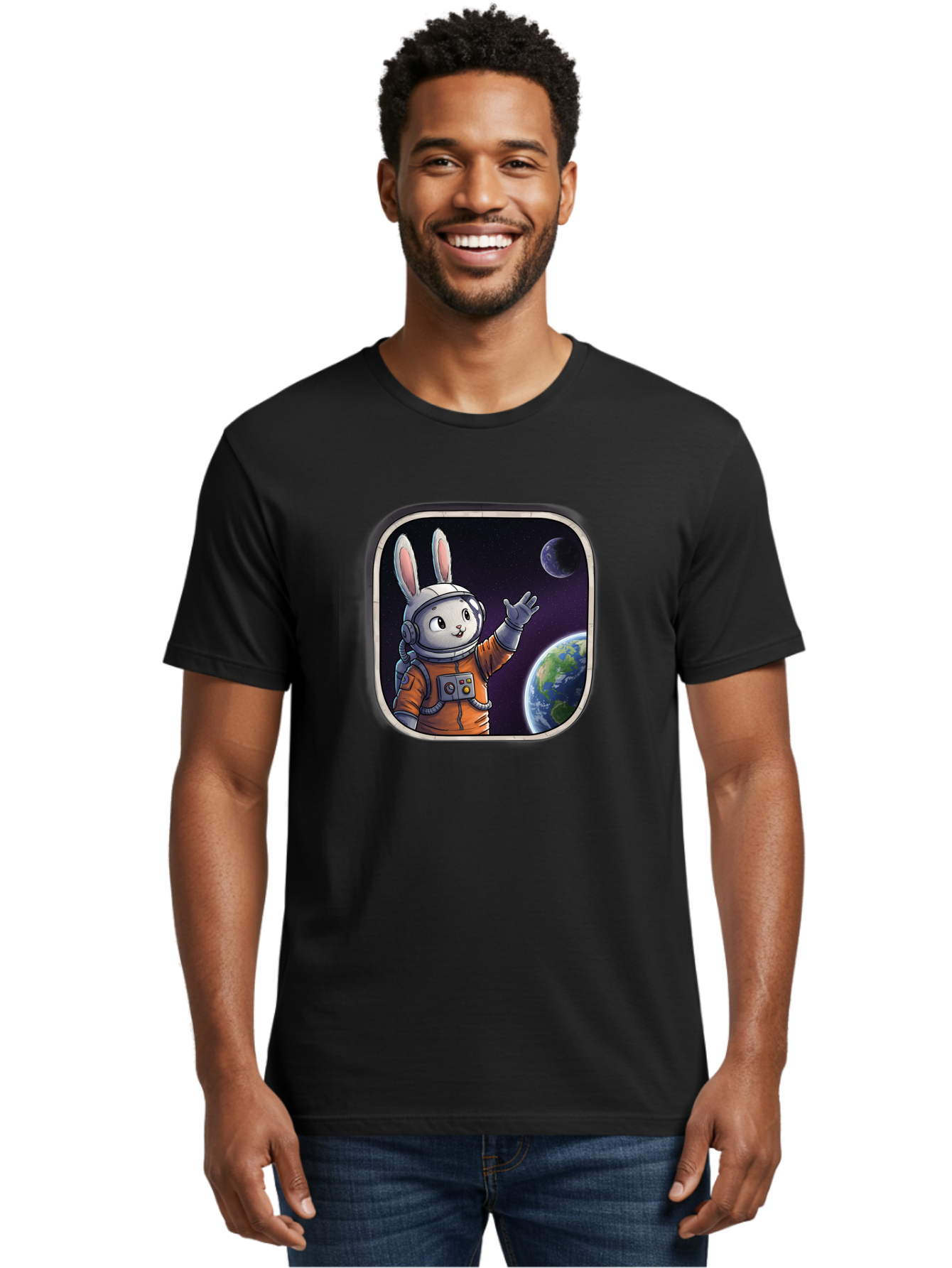 Space-Bunny-8 Men'S Graphic Tee, 100% Cotton, Comfortable Casual Summer Wear, Machine Washable, Vintage Camera, Old Camera, Antique Camera, Black Camera, Classic Photography, Photography Equipment, Nostalgic Device, Film Camera, Camera Art Bai405