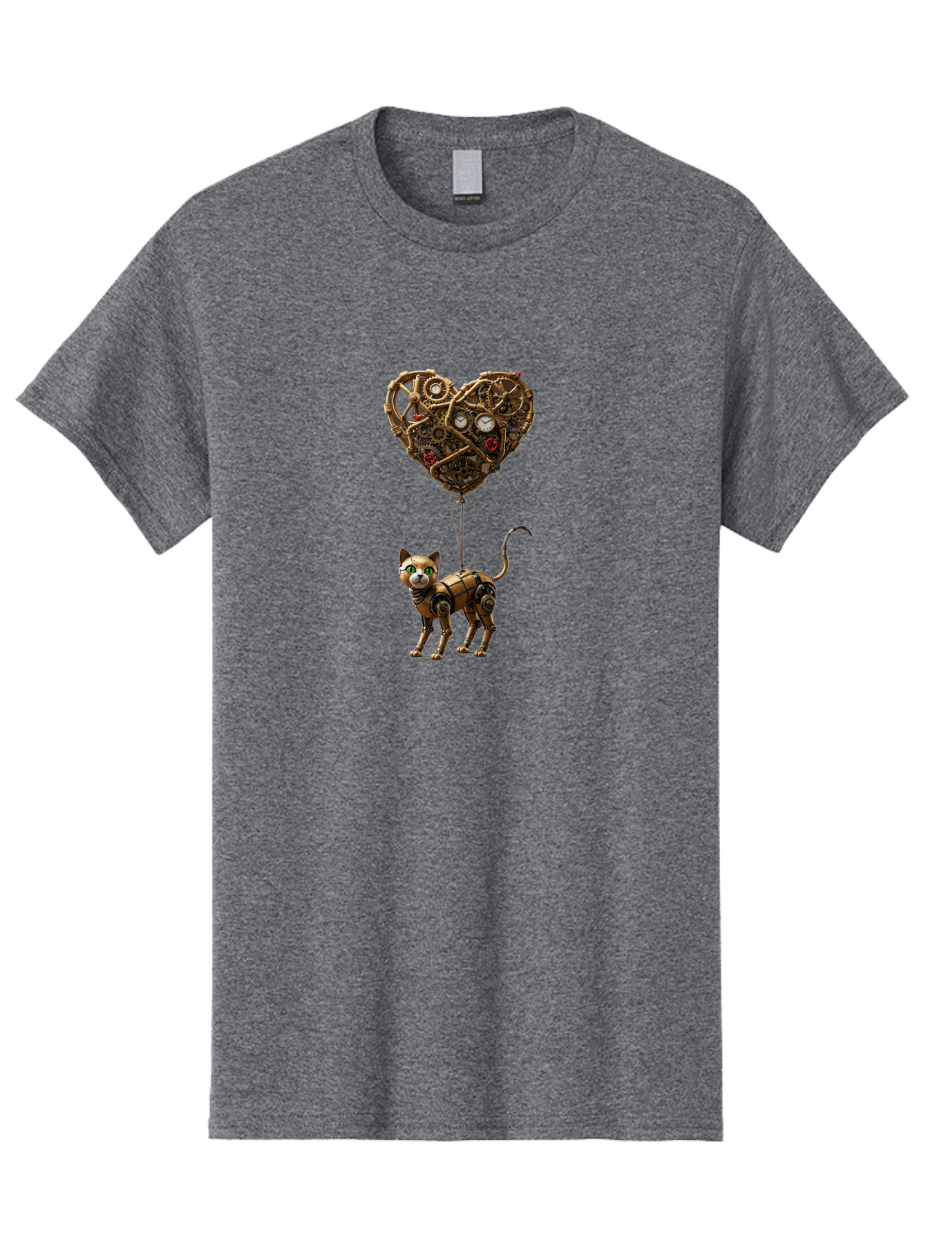 Steampunk-Cat-Heart-Balloon Men'S Graphic Tee, 100% Cotton, Comfortable Casual Summer Wear, Machine Washable, Vintage Camera, Old Camera, Antique Camera, Black Camera, Classic Photography, Photography Equipment, Nostalgic Device, Film Camera, Bai421