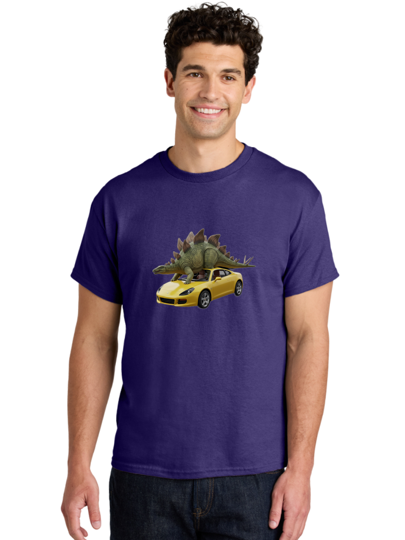 Stegosaurus-On-Porsche Men'S Graphic Tee, 100% Cotton, Comfortable Casual Summer Wear, Machine Washable, Vintage Camera, Old Camera, Antique Camera, Black Camera, Classic Photography, Photography Equipment, Nostalgic Device, Film Camera, Bai426