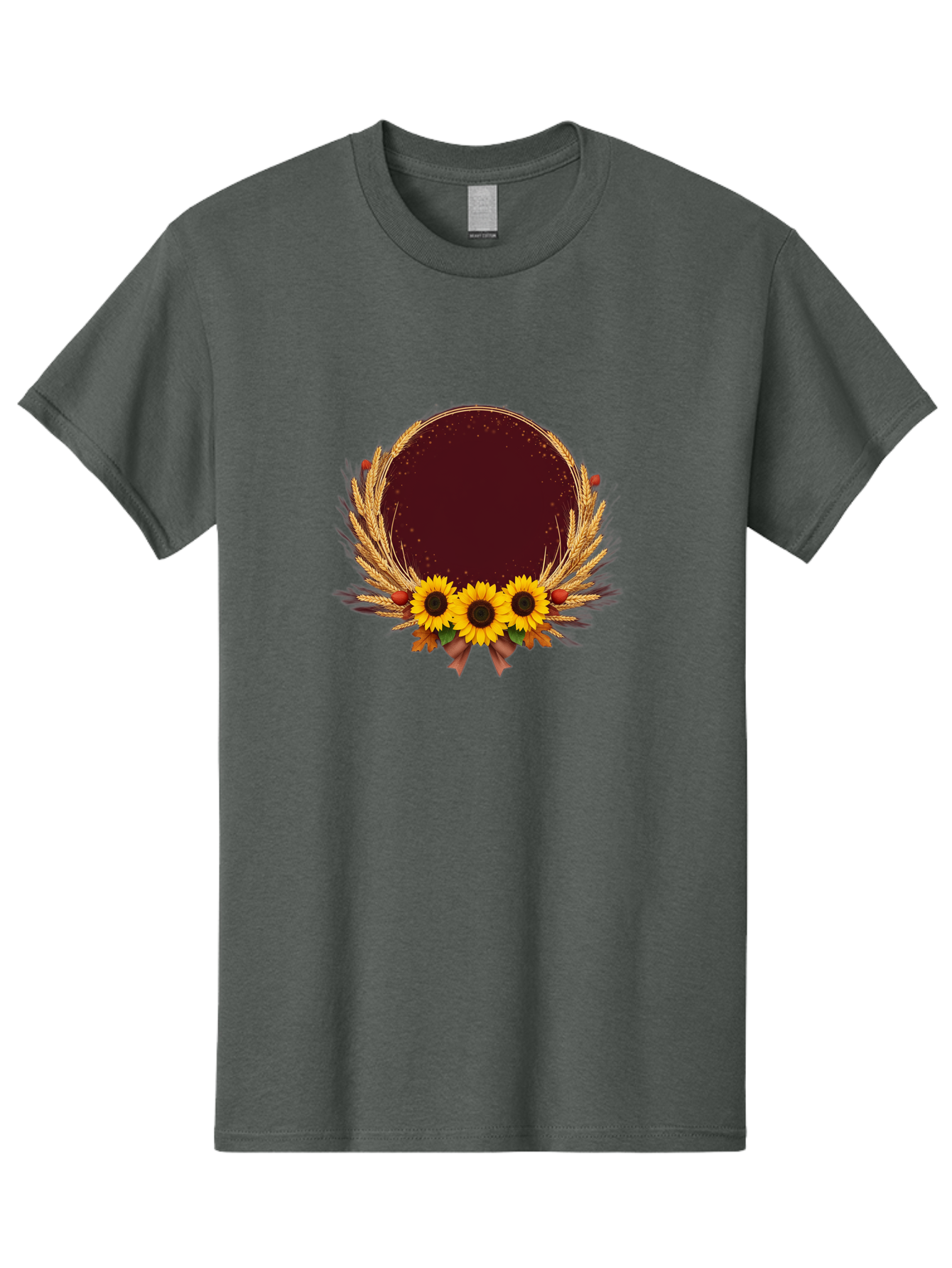 Sunflower-Wreath-Frame Men'S Graphic Tee, 100% Cotton, Comfortable Casual Summer Wear, Machine Washable, Vintage Camera, Old Camera, Antique Camera, Black Camera, Classic Photography, Photography Equipment, Nostalgic Device, Film Camera, Bai430