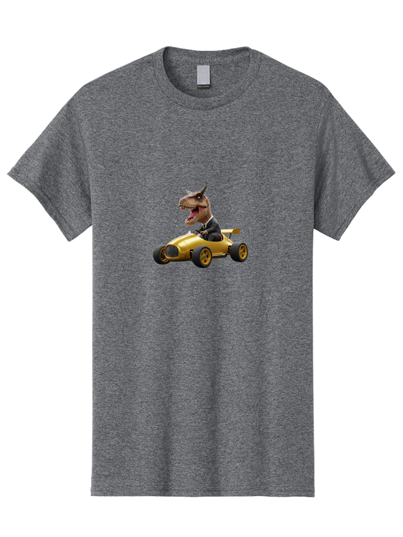 T-Rex-In-Suit-Driving-Gold-Car Men'S Graphic Tee, 100% Cotton, Comfortable Casual Summer Wear, Machine Washable, Vintage Camera, Old Camera, Antique Camera, Black Camera, Classic Photography, Photography Equipment, Nostalgic Device, Bai438