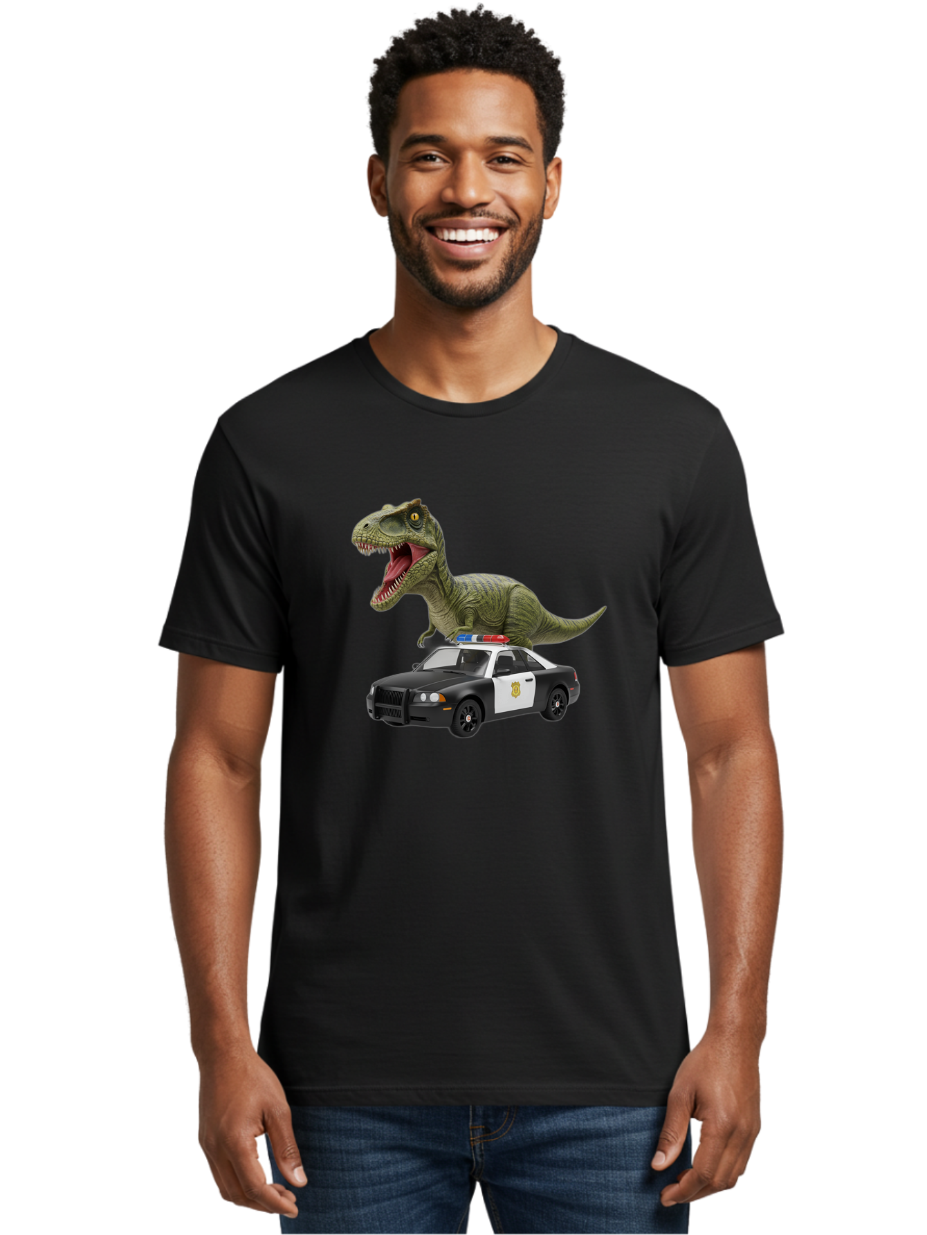 T-Rex-Police-Car Men'S Graphic Tee, 100% Cotton, Comfortable Casual Summer Wear, Machine Washable, Vintage Camera, Old Camera, Antique Camera, Black Camera, Classic Photography, Photography Equipment, Nostalgic Device, Film Camera, Camera Art Bai441