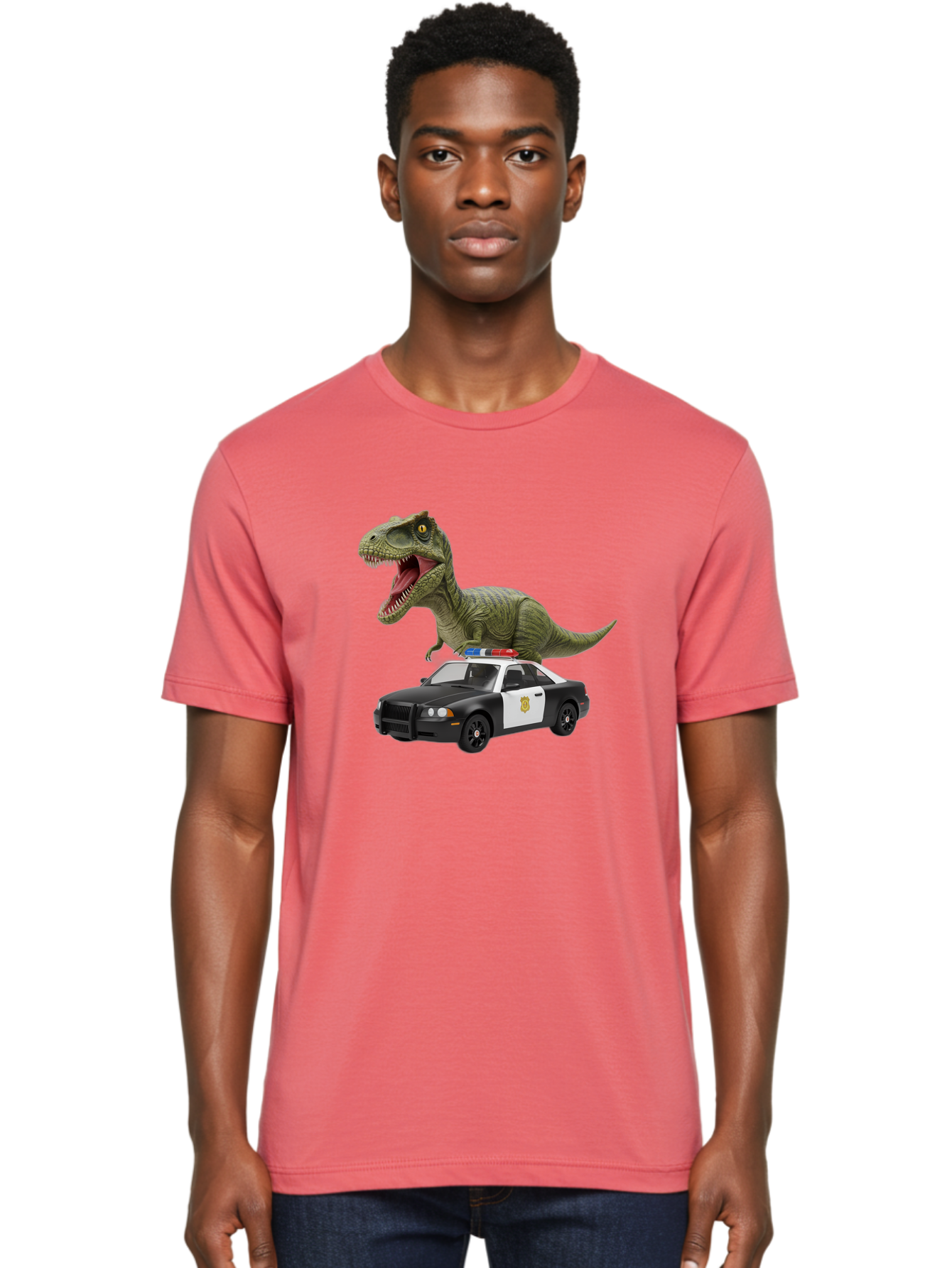 T-Rex-Police-Car Men'S Graphic Tee, 100% Cotton, Comfortable Casual Summer Wear, Machine Washable, Vintage Camera, Old Camera, Antique Camera, Black Camera, Classic Photography, Photography Equipment, Nostalgic Device, Film Camera, Camera Art Bai441
