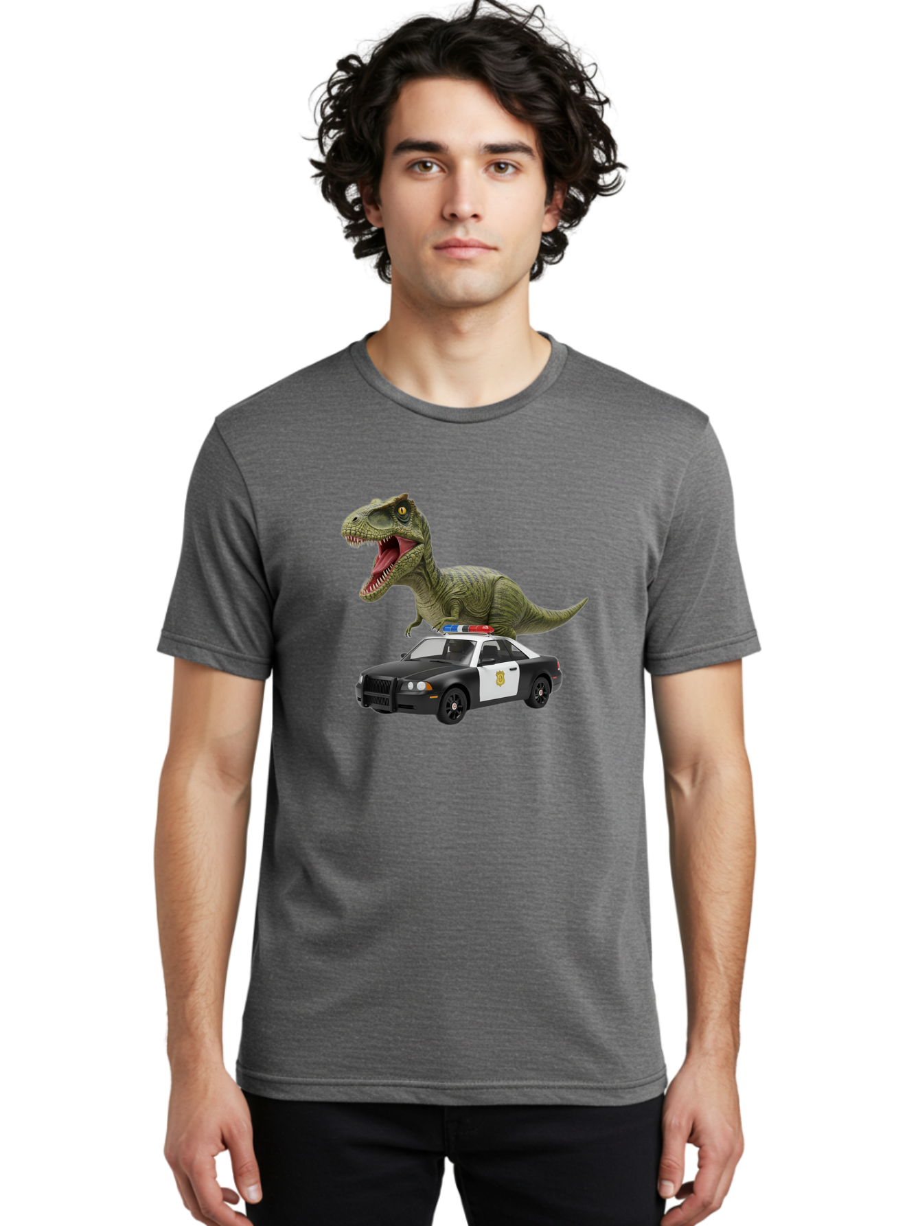 T-Rex-Police-Car Men'S Graphic Tee, 100% Cotton, Comfortable Casual Summer Wear, Machine Washable, Vintage Camera, Old Camera, Antique Camera, Black Camera, Classic Photography, Photography Equipment, Nostalgic Device, Film Camera, Camera Art Bai441