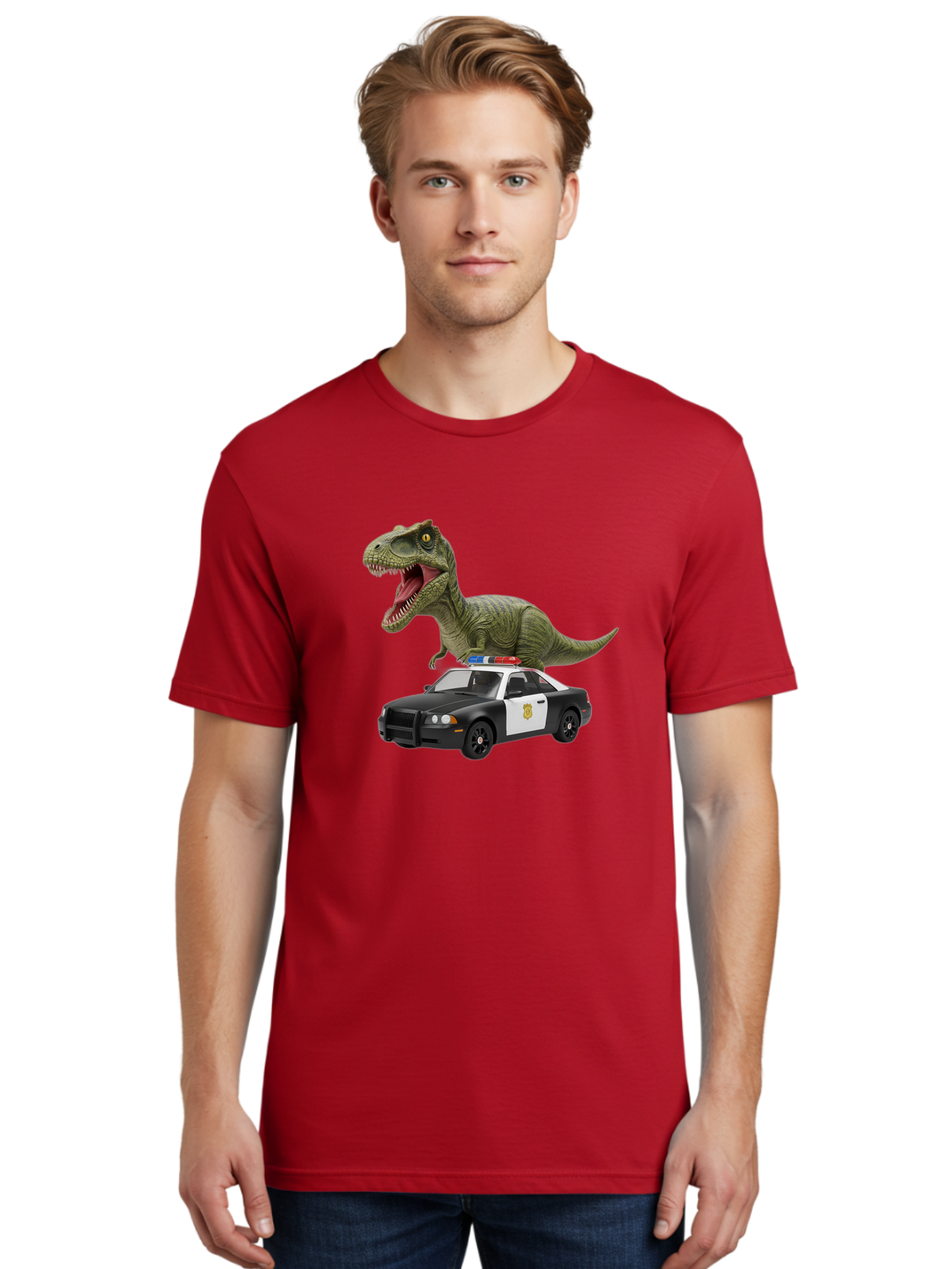 T-Rex-Police-Car Men'S Graphic Tee, 100% Cotton, Comfortable Casual Summer Wear, Machine Washable, Vintage Camera, Old Camera, Antique Camera, Black Camera, Classic Photography, Photography Equipment, Nostalgic Device, Film Camera, Camera Art Bai441