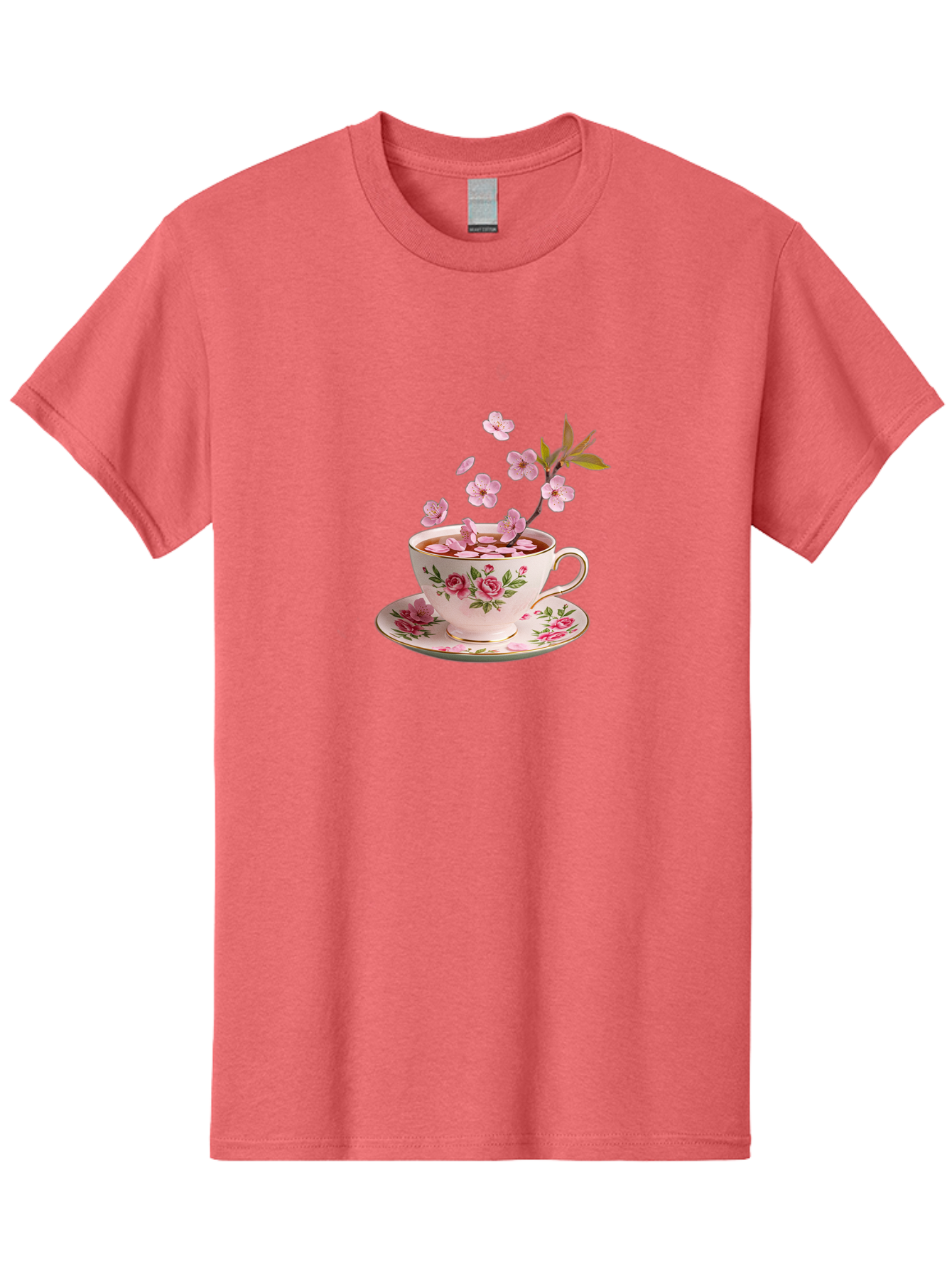 Tea-Cup-With-Cherry-Blossoms-1 Men'S Graphic Tee, 100% Cotton, Comfortable Casual Summer Wear, Machine Washable, Vintage Camera, Old Camera, Antique Camera, Black Camera, Classic Photography, Photography Equipment, Nostalgic Device, Bai446