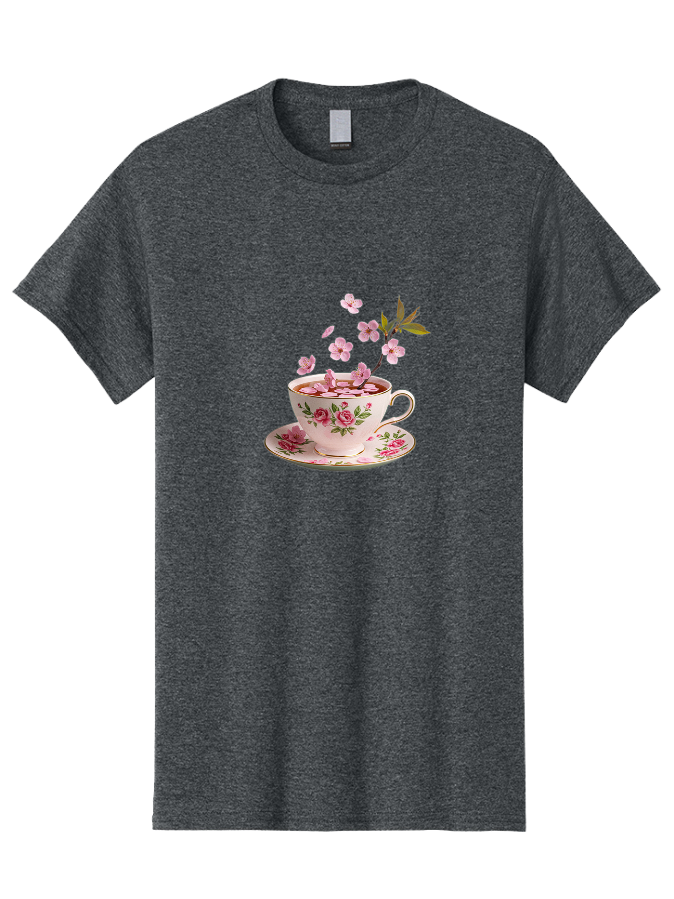 Tea-Cup-With-Cherry-Blossoms-1 Men'S Graphic Tee, 100% Cotton, Comfortable Casual Summer Wear, Machine Washable, Vintage Camera, Old Camera, Antique Camera, Black Camera, Classic Photography, Photography Equipment, Nostalgic Device, Bai446