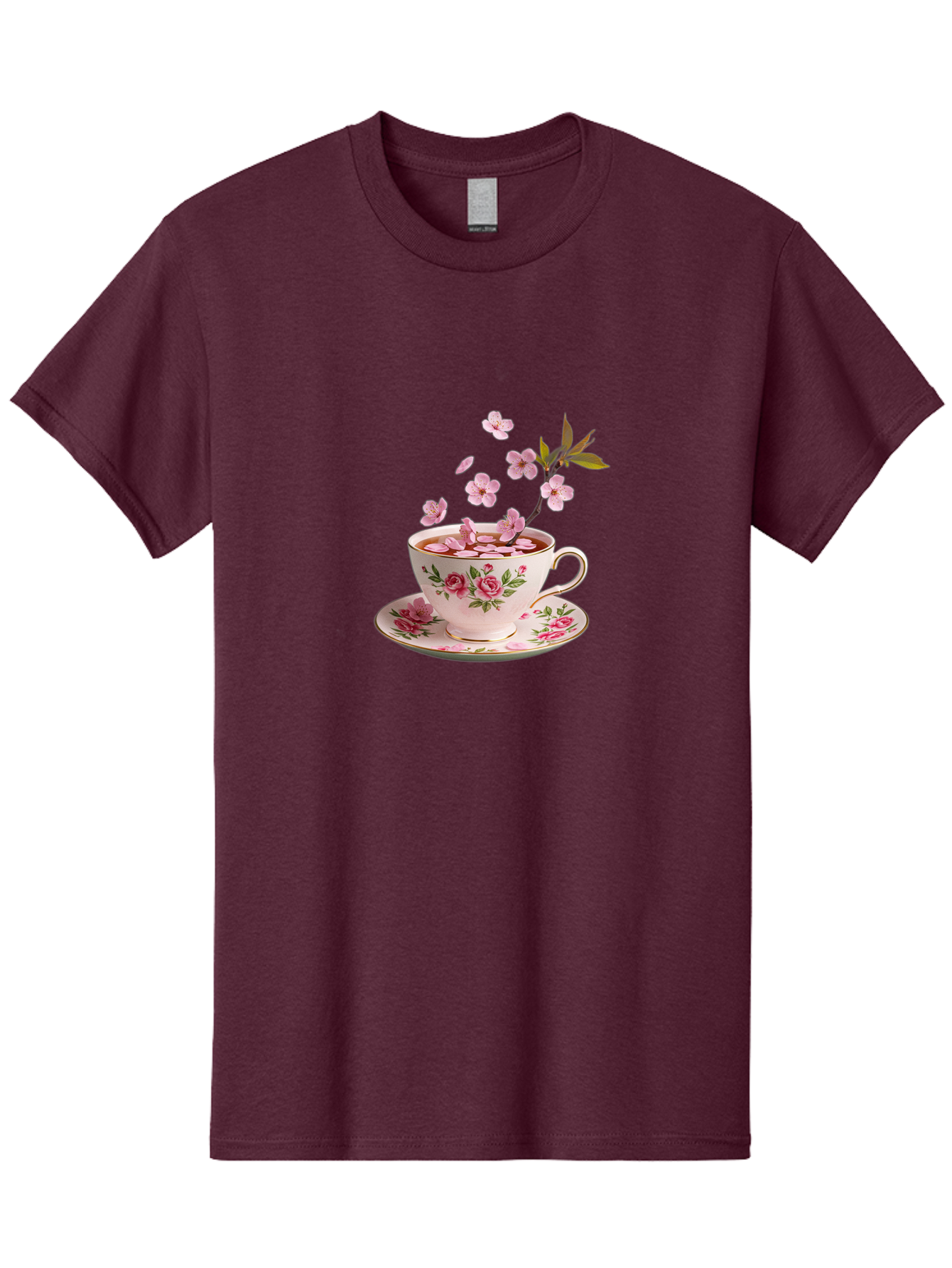 Tea-Cup-With-Cherry-Blossoms-1 Men'S Graphic Tee, 100% Cotton, Comfortable Casual Summer Wear, Machine Washable, Vintage Camera, Old Camera, Antique Camera, Black Camera, Classic Photography, Photography Equipment, Nostalgic Device, Bai446