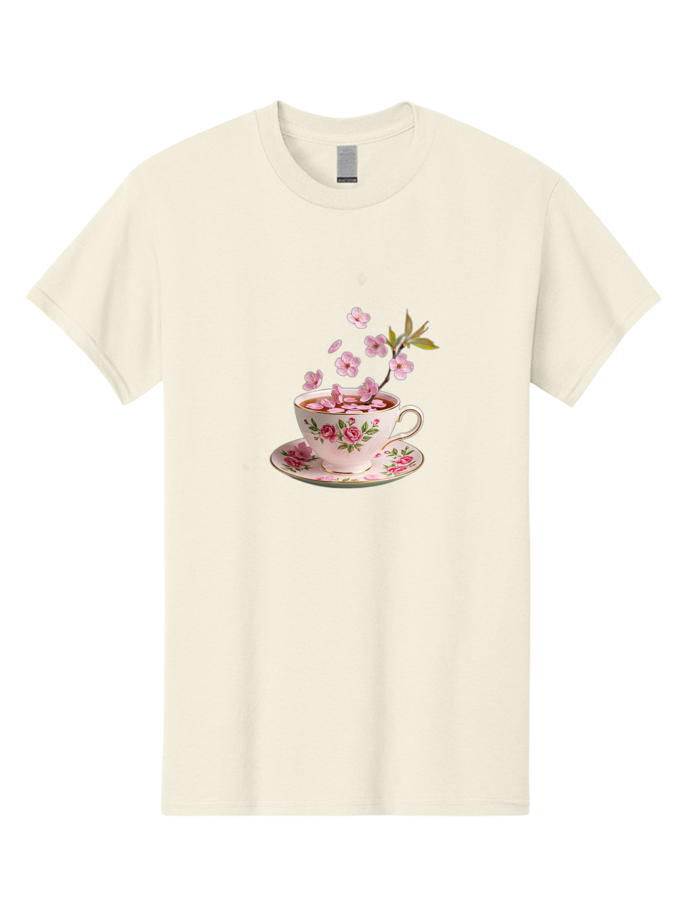 Tea-Cup-With-Cherry-Blossoms-1 Men'S Graphic Tee, 100% Cotton, Comfortable Casual Summer Wear, Machine Washable, Vintage Camera, Old Camera, Antique Camera, Black Camera, Classic Photography, Photography Equipment, Nostalgic Device, Bai446