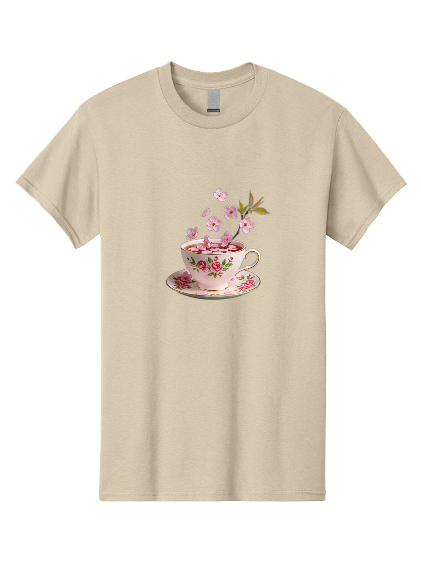 Tea-Cup-With-Cherry-Blossoms-1 Men'S Graphic Tee, 100% Cotton, Comfortable Casual Summer Wear, Machine Washable, Vintage Camera, Old Camera, Antique Camera, Black Camera, Classic Photography, Photography Equipment, Nostalgic Device, Bai446