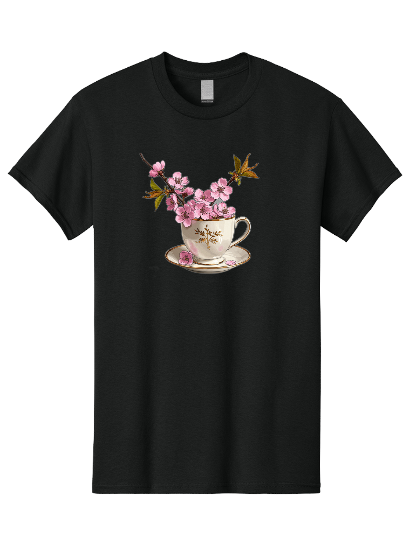 Tea-Cup-With-Cherry-Blossoms-2 Men'S Graphic Tee, 100% Cotton, Comfortable Casual Summer Wear, Machine Washable, Vintage Camera, Old Camera, Antique Camera, Black Camera, Classic Photography, Photography Equipment, Nostalgic Device, Bai447
