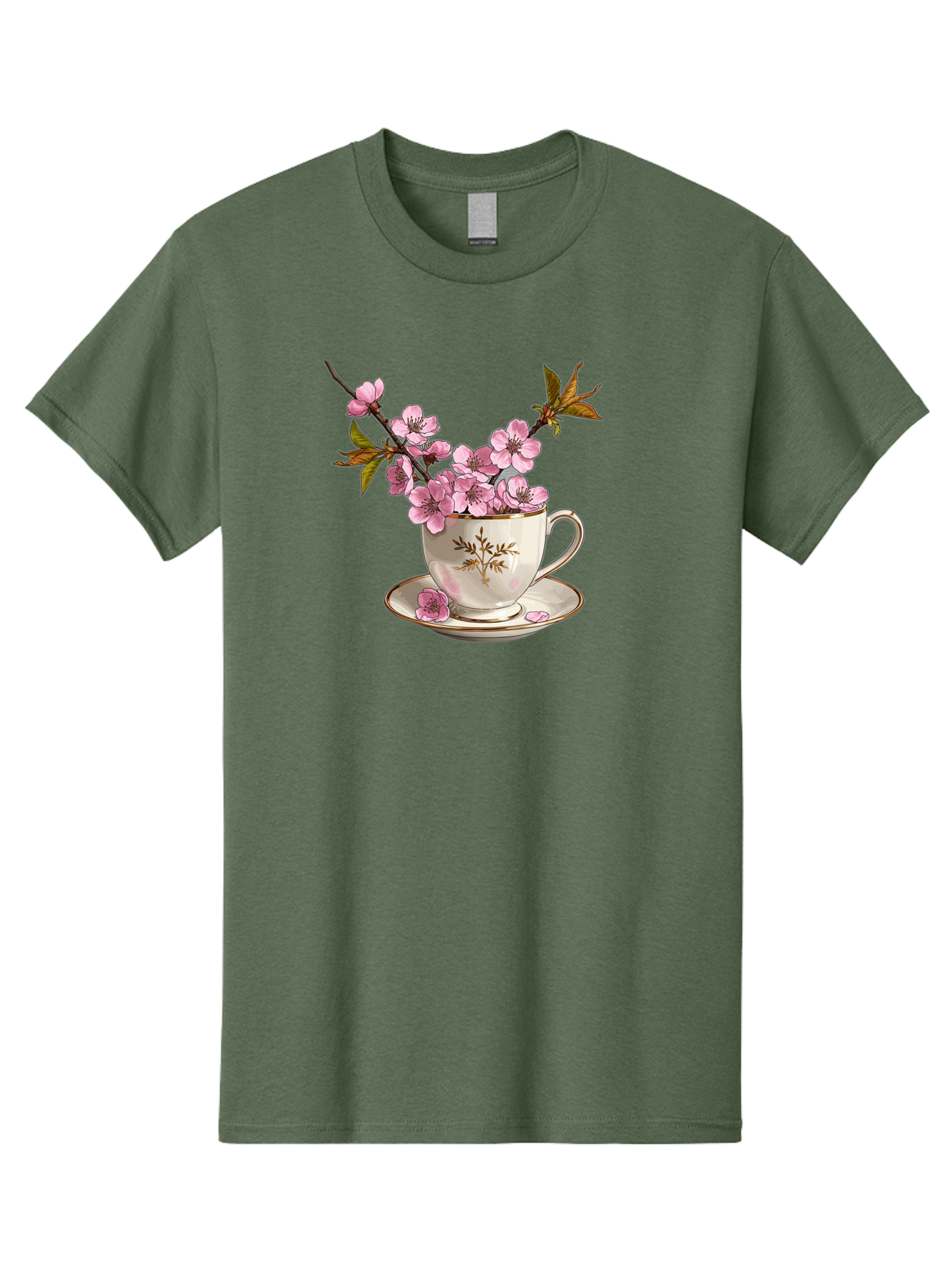 Tea-Cup-With-Cherry-Blossoms-2 Men'S Graphic Tee, 100% Cotton, Comfortable Casual Summer Wear, Machine Washable, Vintage Camera, Old Camera, Antique Camera, Black Camera, Classic Photography, Photography Equipment, Nostalgic Device, Bai447