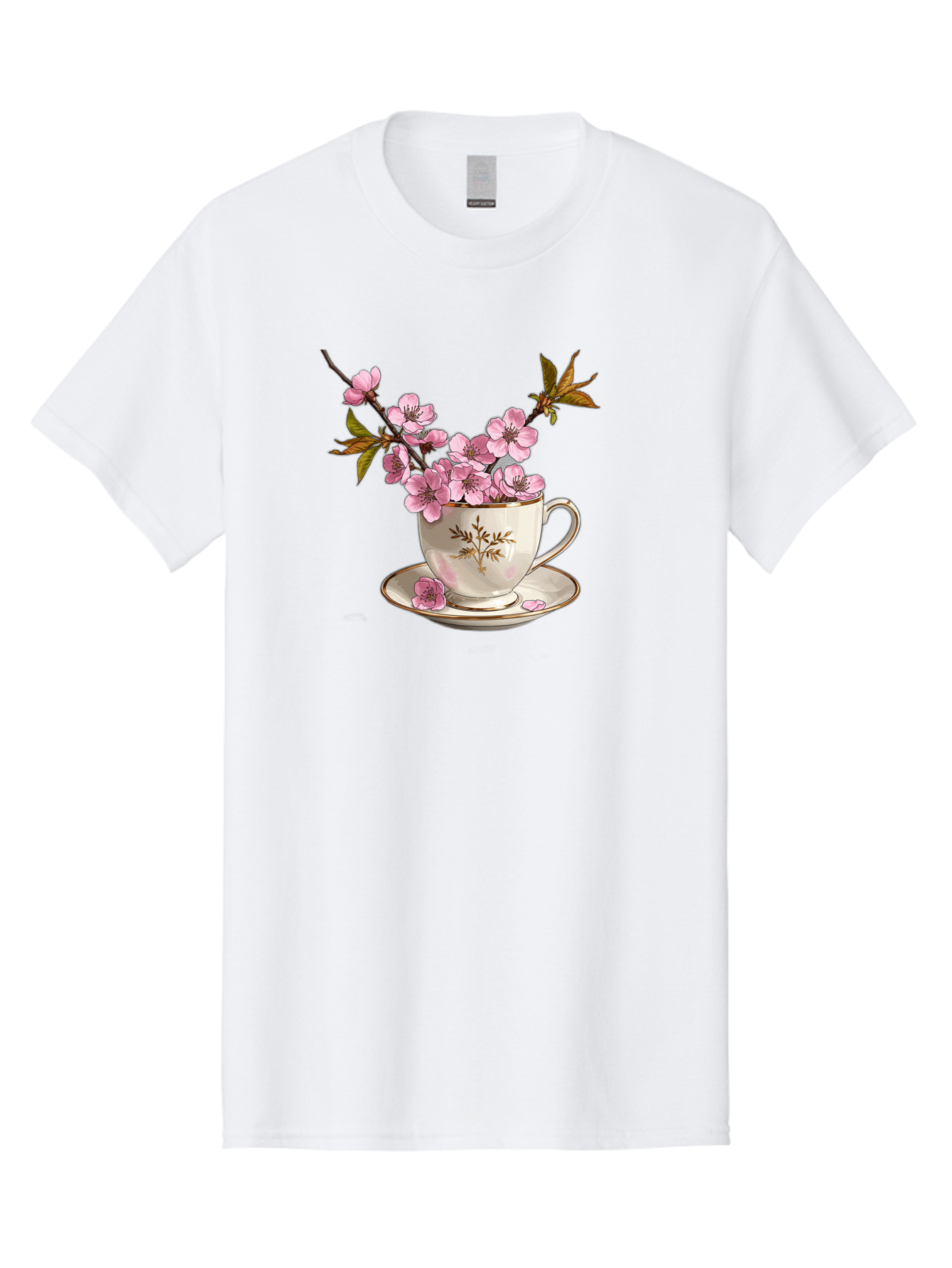 Tea-Cup-With-Cherry-Blossoms-2 Men'S Graphic Tee, 100% Cotton, Comfortable Casual Summer Wear, Machine Washable, Vintage Camera, Old Camera, Antique Camera, Black Camera, Classic Photography, Photography Equipment, Nostalgic Device, Bai447