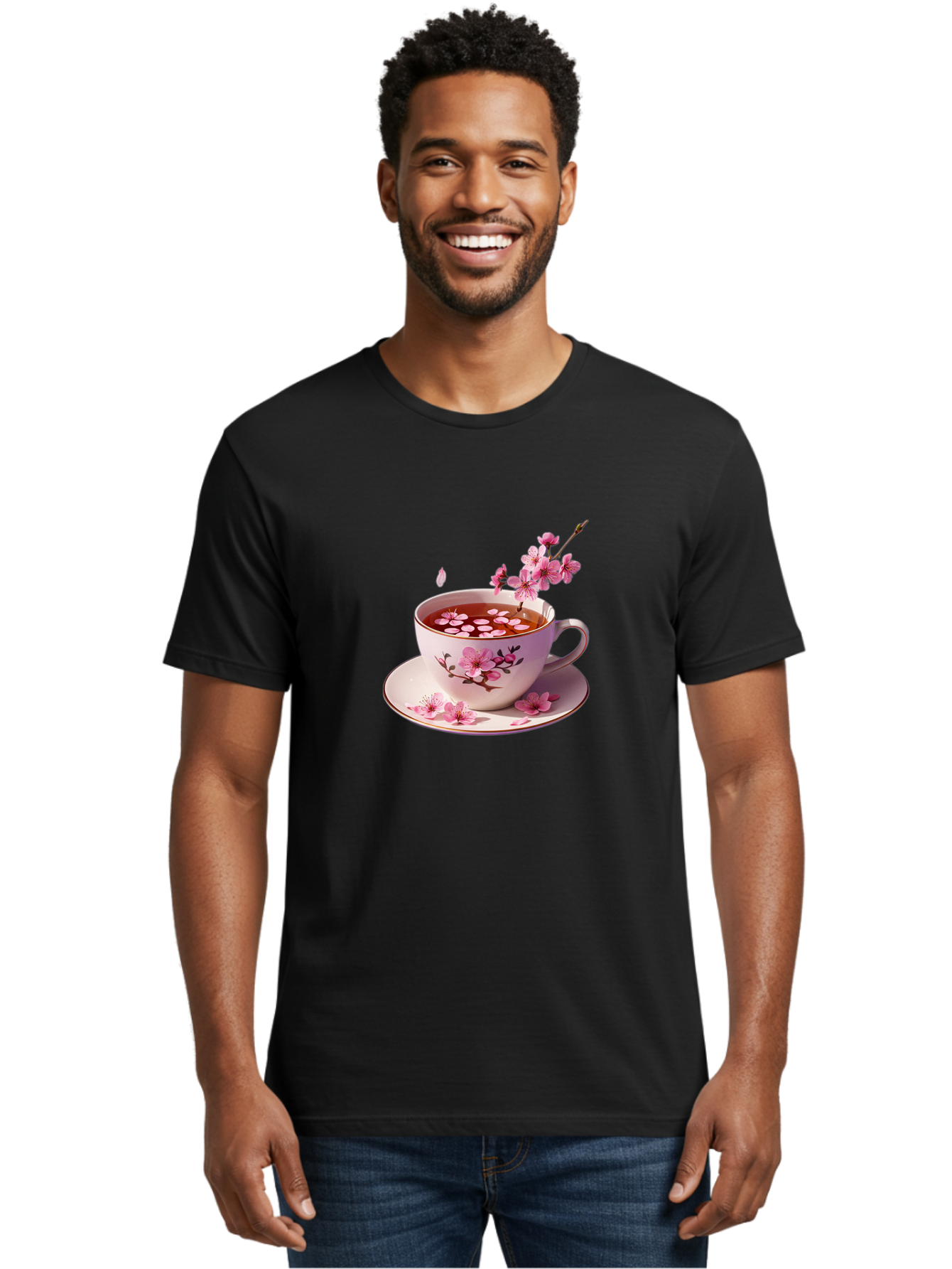 Tea-Cup-With-Cherry-Blossoms Men'S Graphic Tee, 100% Cotton, Comfortable Casual Summer Wear, Machine Washable, Vintage Camera, Old Camera, Antique Camera, Black Camera, Classic Photography, Photography Equipment, Nostalgic Device, Film Camera, Bai448