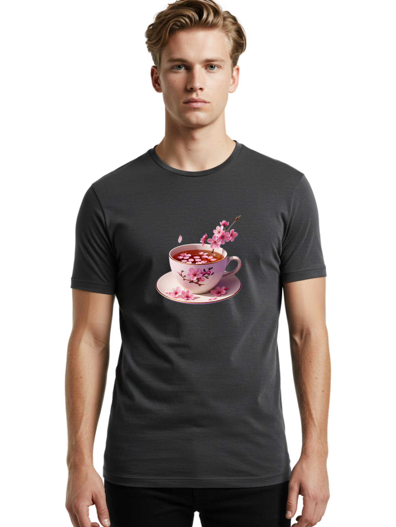 Tea-Cup-With-Cherry-Blossoms Men'S Graphic Tee, 100% Cotton, Comfortable Casual Summer Wear, Machine Washable, Vintage Camera, Old Camera, Antique Camera, Black Camera, Classic Photography, Photography Equipment, Nostalgic Device, Film Camera, Bai448