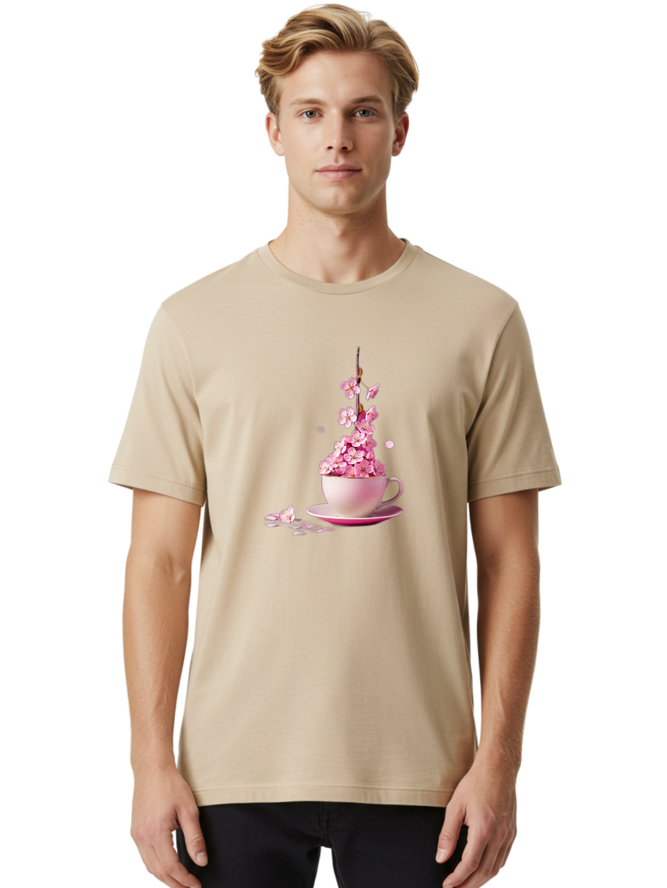Tea-Cup-With-Flowers Men'S Graphic Tee, 100% Cotton, Comfortable Casual Summer Wear, Machine Washable, Vintage Camera, Old Camera, Antique Camera, Black Camera, Classic Photography, Photography Equipment, Nostalgic Device, Film Camera, Bai449