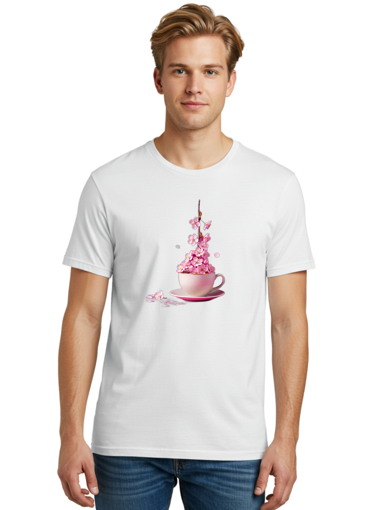 Tea-Cup-With-Flowers Men'S Graphic Tee, 100% Cotton, Comfortable Casual Summer Wear, Machine Washable, Vintage Camera, Old Camera, Antique Camera, Black Camera, Classic Photography, Photography Equipment, Nostalgic Device, Film Camera, Bai449