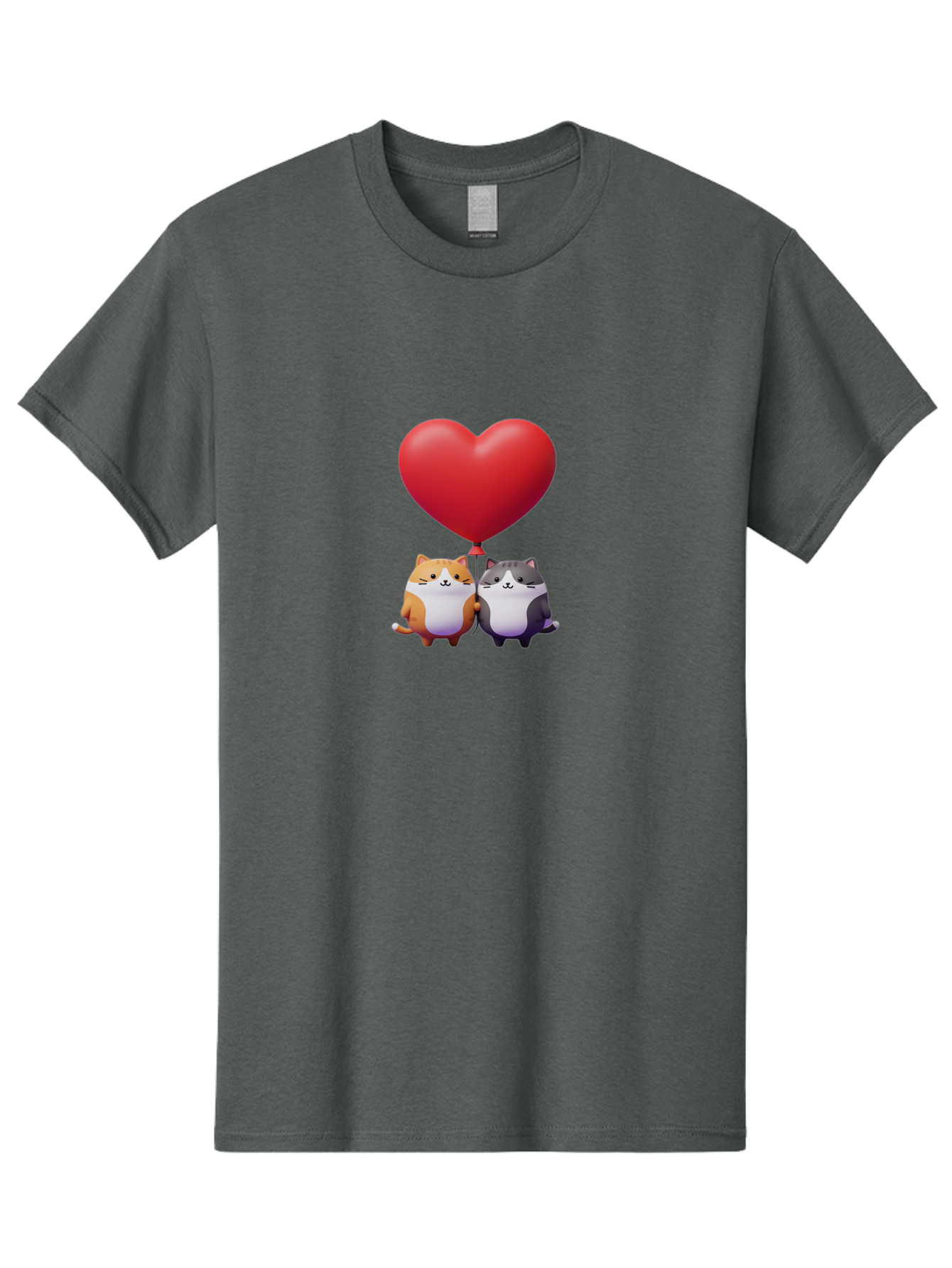 Two-Cats-With-Heart-Balloon Men'S Graphic Tee, 100% Cotton, Comfortable Casual Summer Wear, Machine Washable, Vintage Camera, Old Camera, Antique Camera, Black Camera, Classic Photography, Photography Equipment, Nostalgic Device, Film Camera, Bai490
