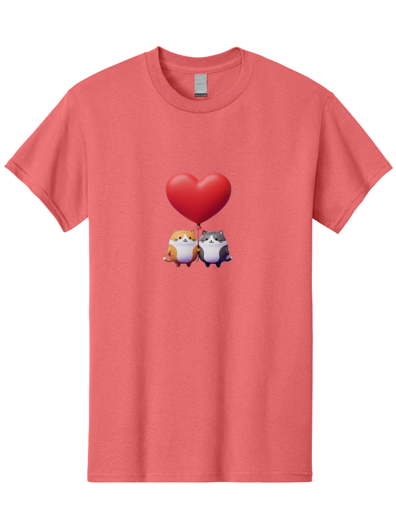 Two-Cats-With-Heart-Balloon Men'S Graphic Tee, 100% Cotton, Comfortable Casual Summer Wear, Machine Washable, Vintage Camera, Old Camera, Antique Camera, Black Camera, Classic Photography, Photography Equipment, Nostalgic Device, Film Camera, Bai490