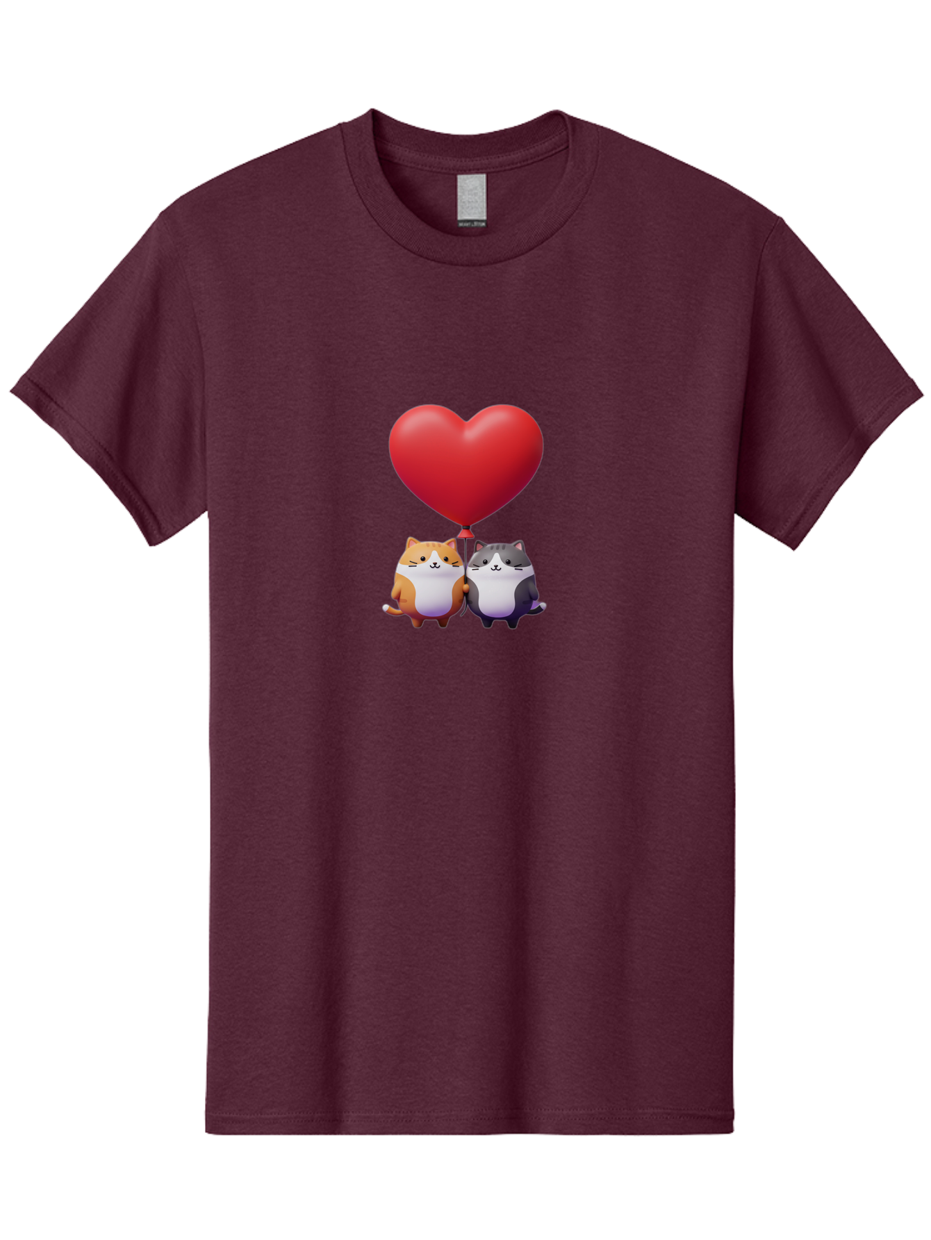 Two-Cats-With-Heart-Balloon Men'S Graphic Tee, 100% Cotton, Comfortable Casual Summer Wear, Machine Washable, Vintage Camera, Old Camera, Antique Camera, Black Camera, Classic Photography, Photography Equipment, Nostalgic Device, Film Camera, Bai490