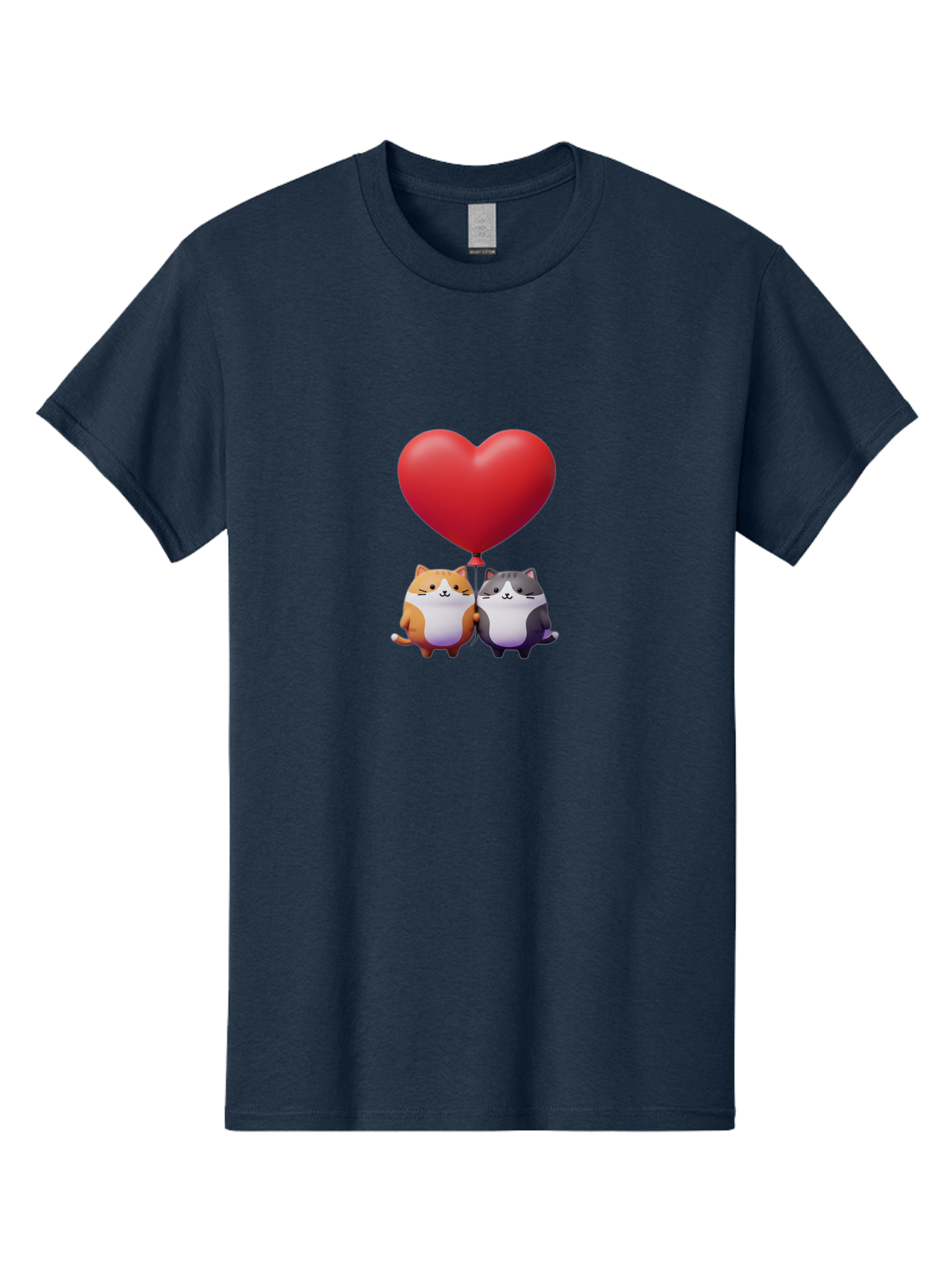 Two-Cats-With-Heart-Balloon Men'S Graphic Tee, 100% Cotton, Comfortable Casual Summer Wear, Machine Washable, Vintage Camera, Old Camera, Antique Camera, Black Camera, Classic Photography, Photography Equipment, Nostalgic Device, Film Camera, Bai490