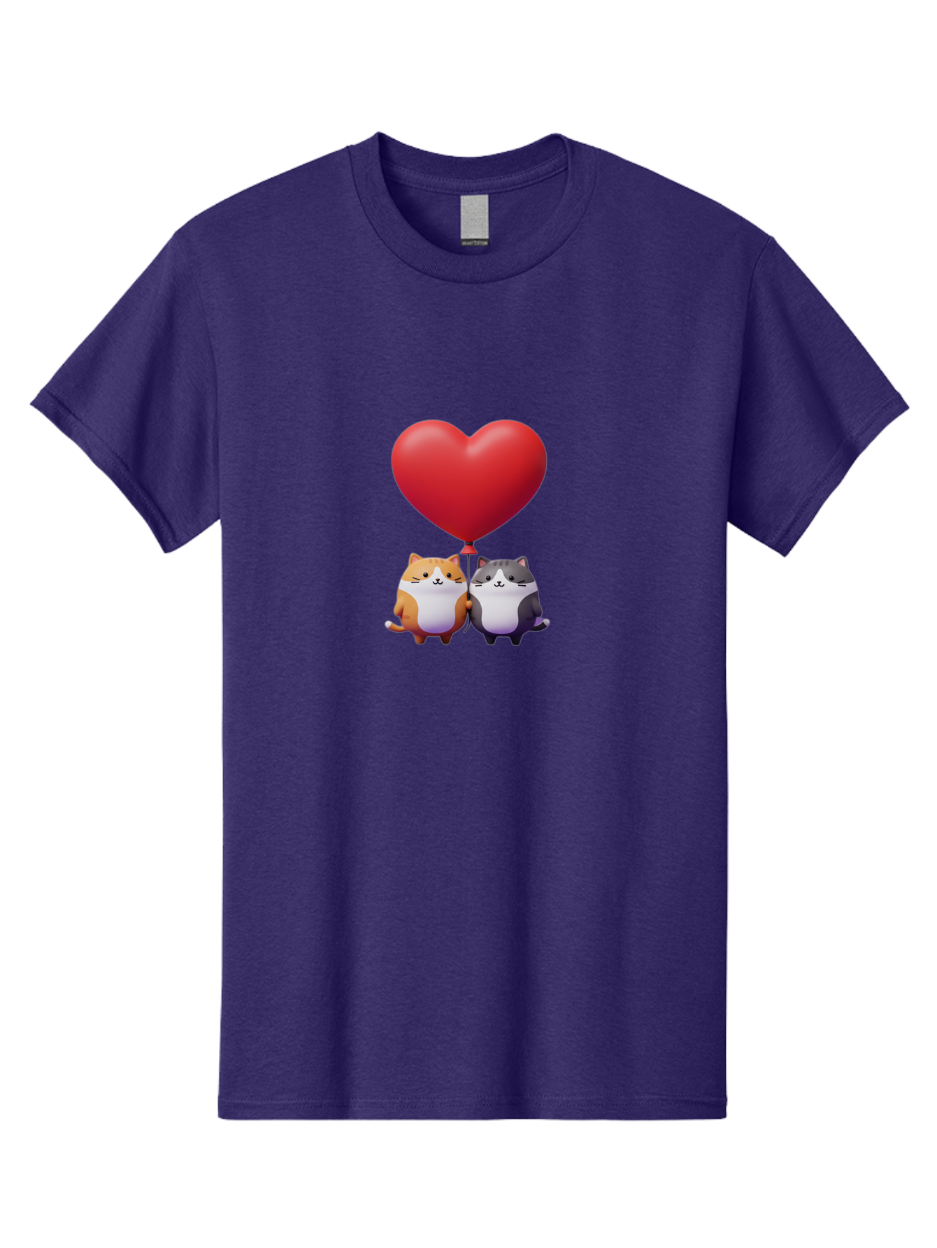 Two-Cats-With-Heart-Balloon Men'S Graphic Tee, 100% Cotton, Comfortable Casual Summer Wear, Machine Washable, Vintage Camera, Old Camera, Antique Camera, Black Camera, Classic Photography, Photography Equipment, Nostalgic Device, Film Camera, Bai490