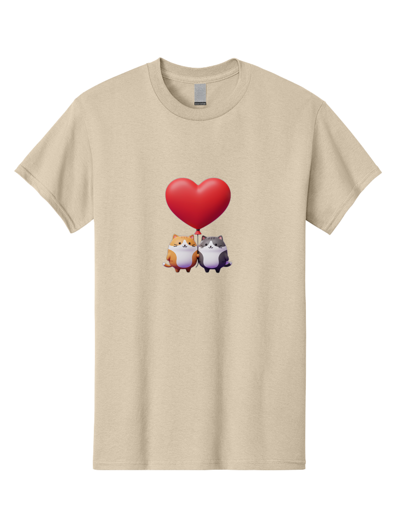 Two-Cats-With-Heart-Balloon Men'S Graphic Tee, 100% Cotton, Comfortable Casual Summer Wear, Machine Washable, Vintage Camera, Old Camera, Antique Camera, Black Camera, Classic Photography, Photography Equipment, Nostalgic Device, Film Camera, Bai490