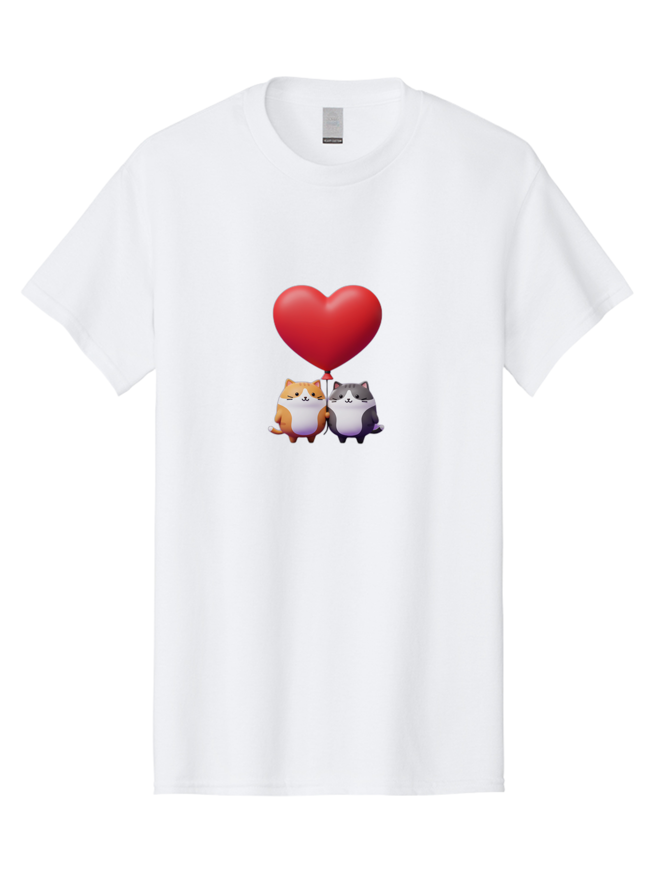 Two-Cats-With-Heart-Balloon Men'S Graphic Tee, 100% Cotton, Comfortable Casual Summer Wear, Machine Washable, Vintage Camera, Old Camera, Antique Camera, Black Camera, Classic Photography, Photography Equipment, Nostalgic Device, Film Camera, Bai490