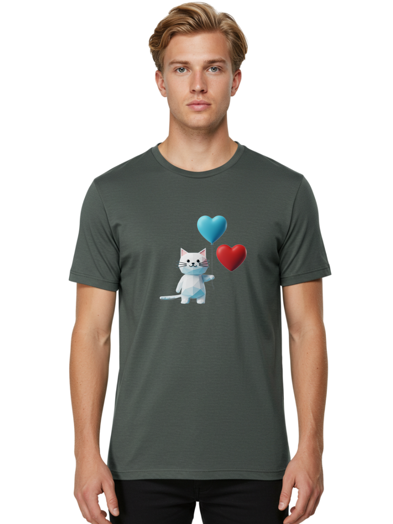 White-Cat-With-Heart-Balloons Men'S Graphic Tee, 100% Cotton, Comfortable Casual Summer Wear, Machine Washable, Vintage Camera, Old Camera, Antique Camera, Black Camera, Classic Photography, Photography Equipment, Nostalgic Device, Bai558