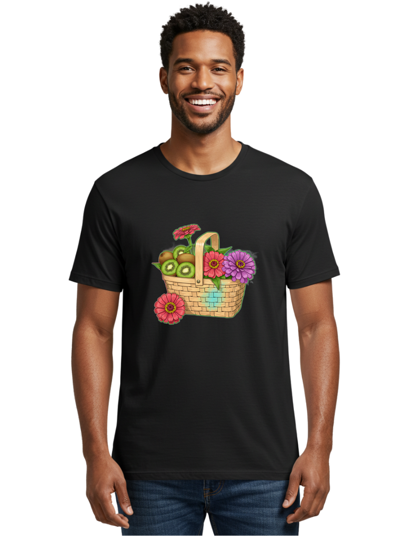 Basket-Of-Flowers-And-Kiwi-Fruits Men'S Graphic Tee, 100% Cotton, Comfortable Casual Summer Wear, Machine Washable, Vintage Camera, Old Camera, Antique Camera, Black Camera, Classic Photography, Photography Equipment, Nostalgic Device, Bai587