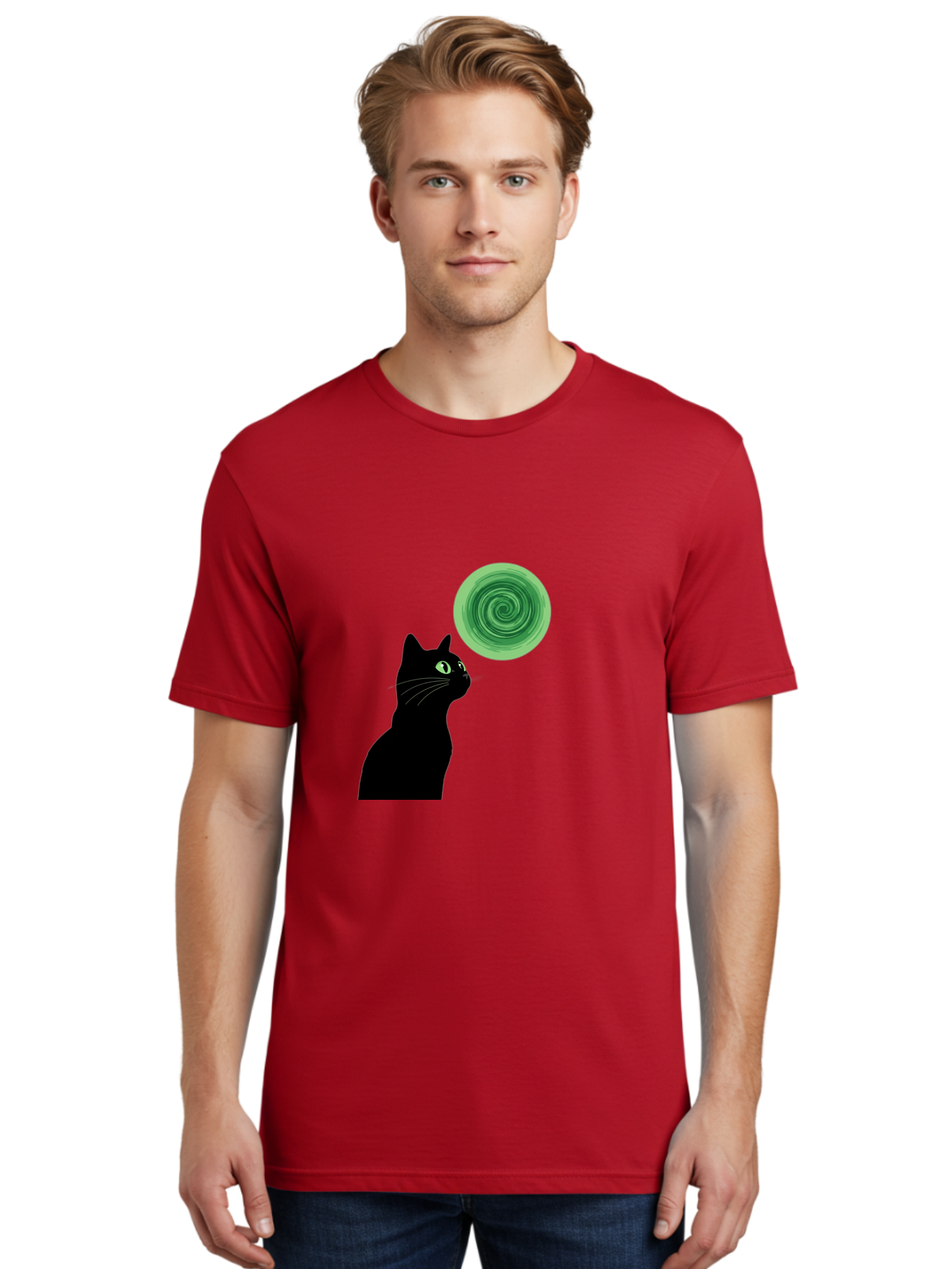 Black-Cat-And-Spiral Men'S Graphic Tee, 100% Cotton, Comfortable Casual Summer Wear, Machine Washable, Vintage Camera, Old Camera, Antique Camera, Black Camera, Classic Photography, Photography Equipment, Nostalgic Device, Film Camera, Bai592